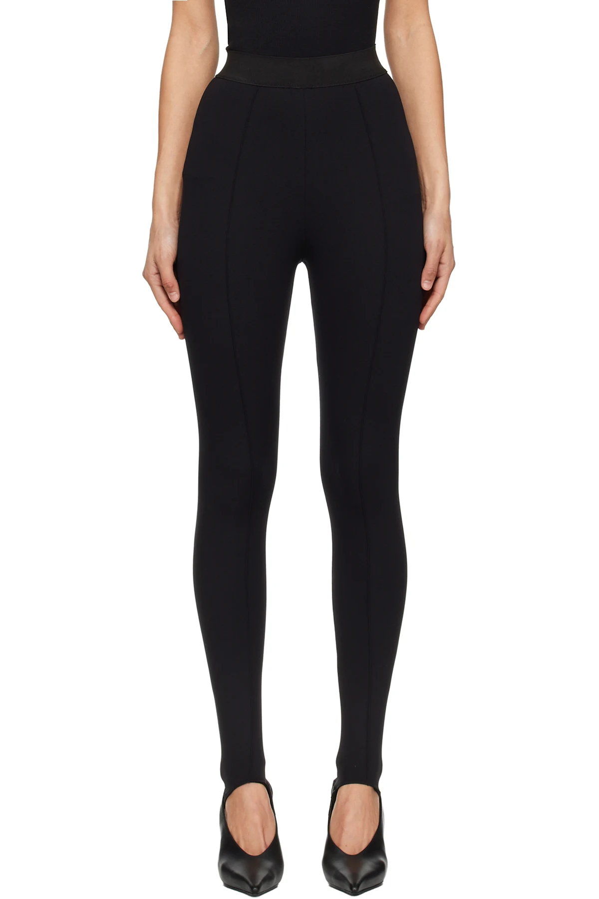 Black Opaque Stirrup Leggings