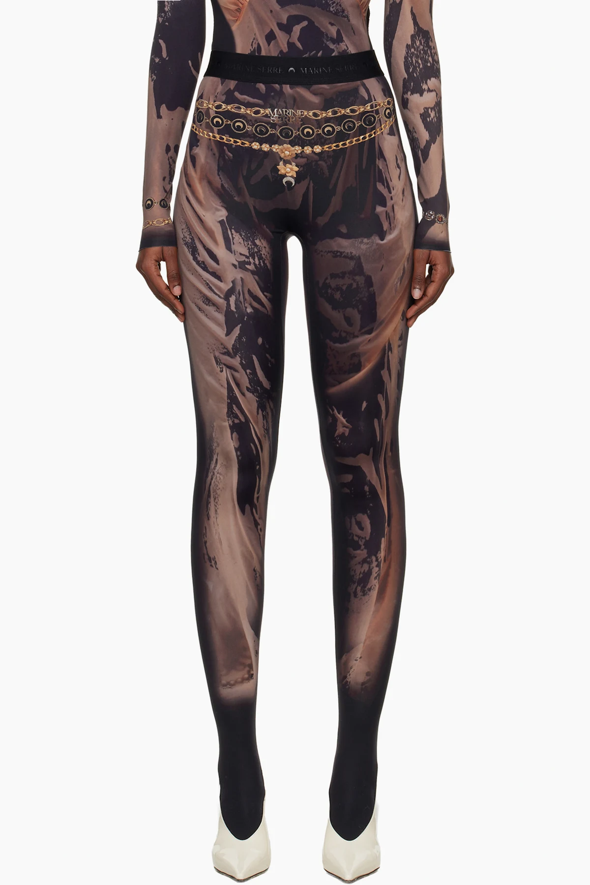 SSENSE Exclusive Black Wet Nuisette Printed Jersey Leggings