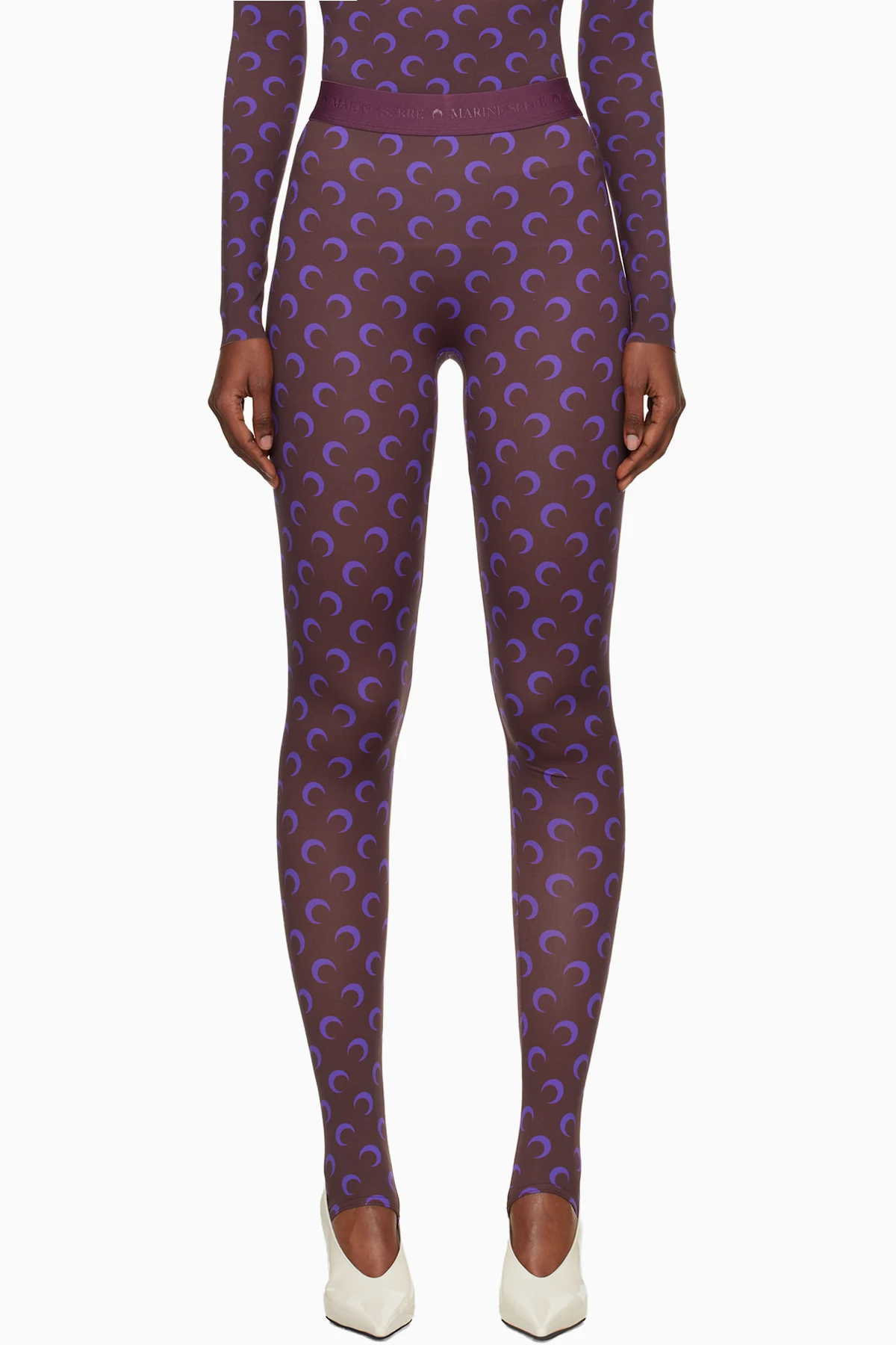 Brown & Purple Recycled Moon Jersey Stirrup Leggings