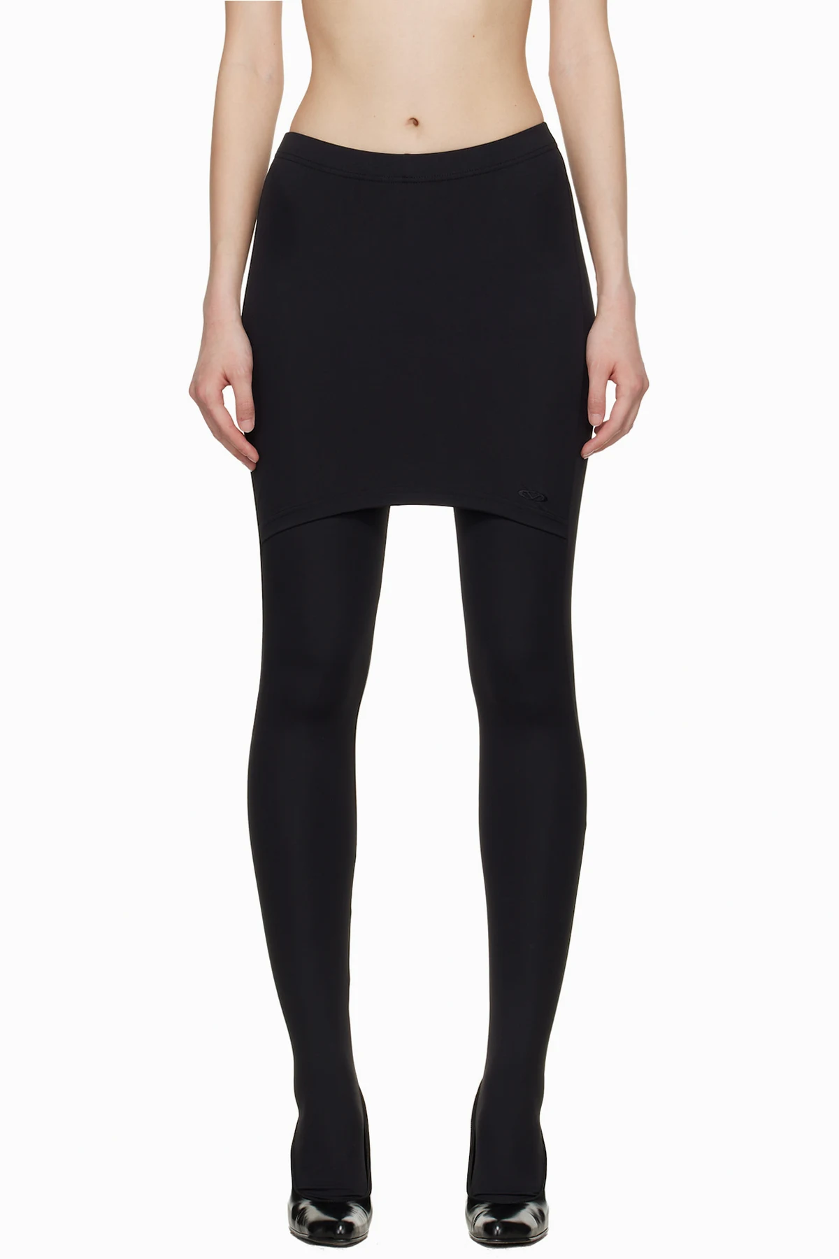 Black Push-Up Front Skirt Tights