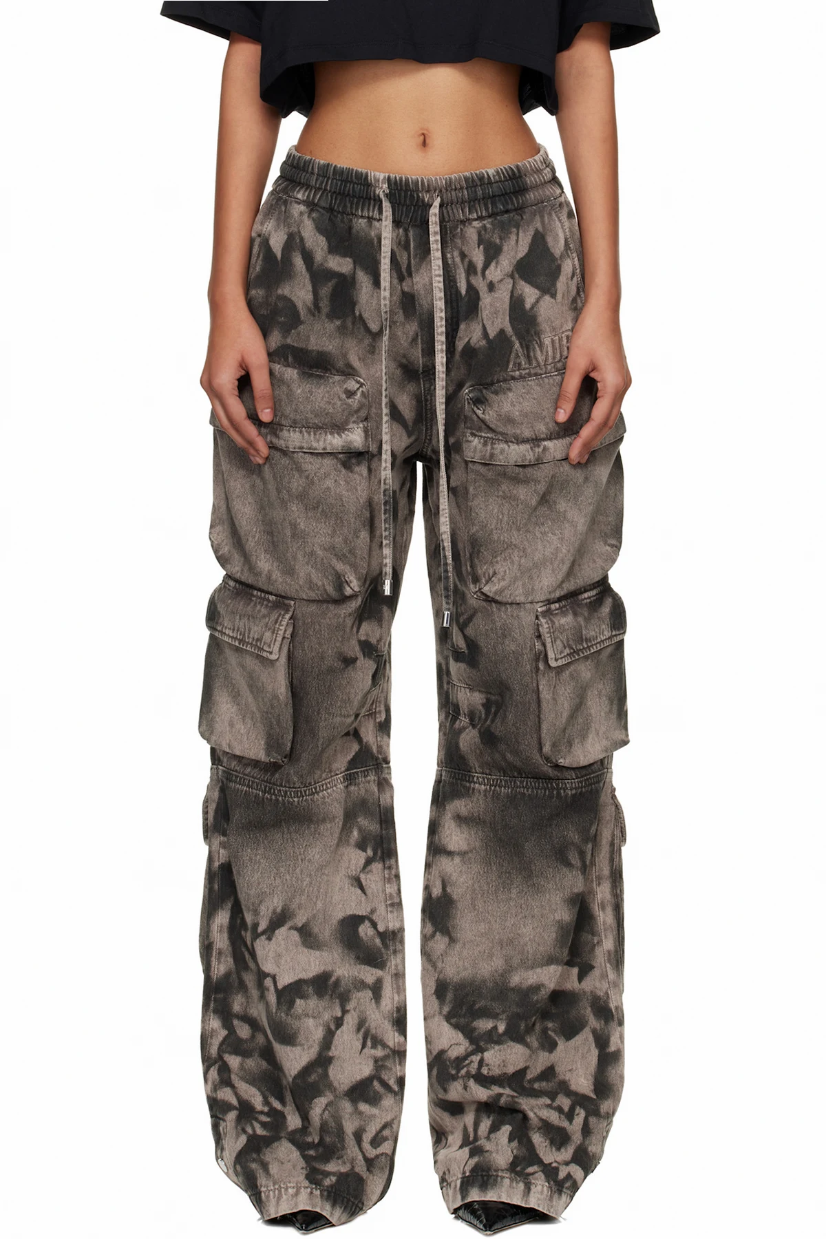 Gray Washed Cargo Jeans