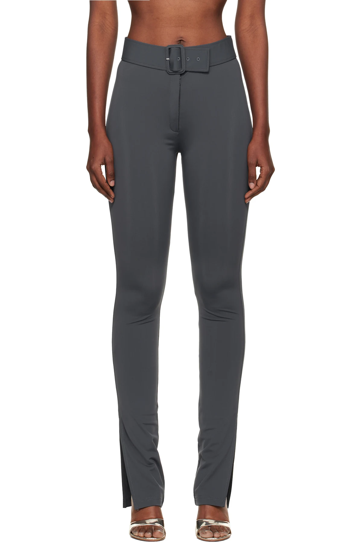 Gray Buckle Tech Jersey Leggings