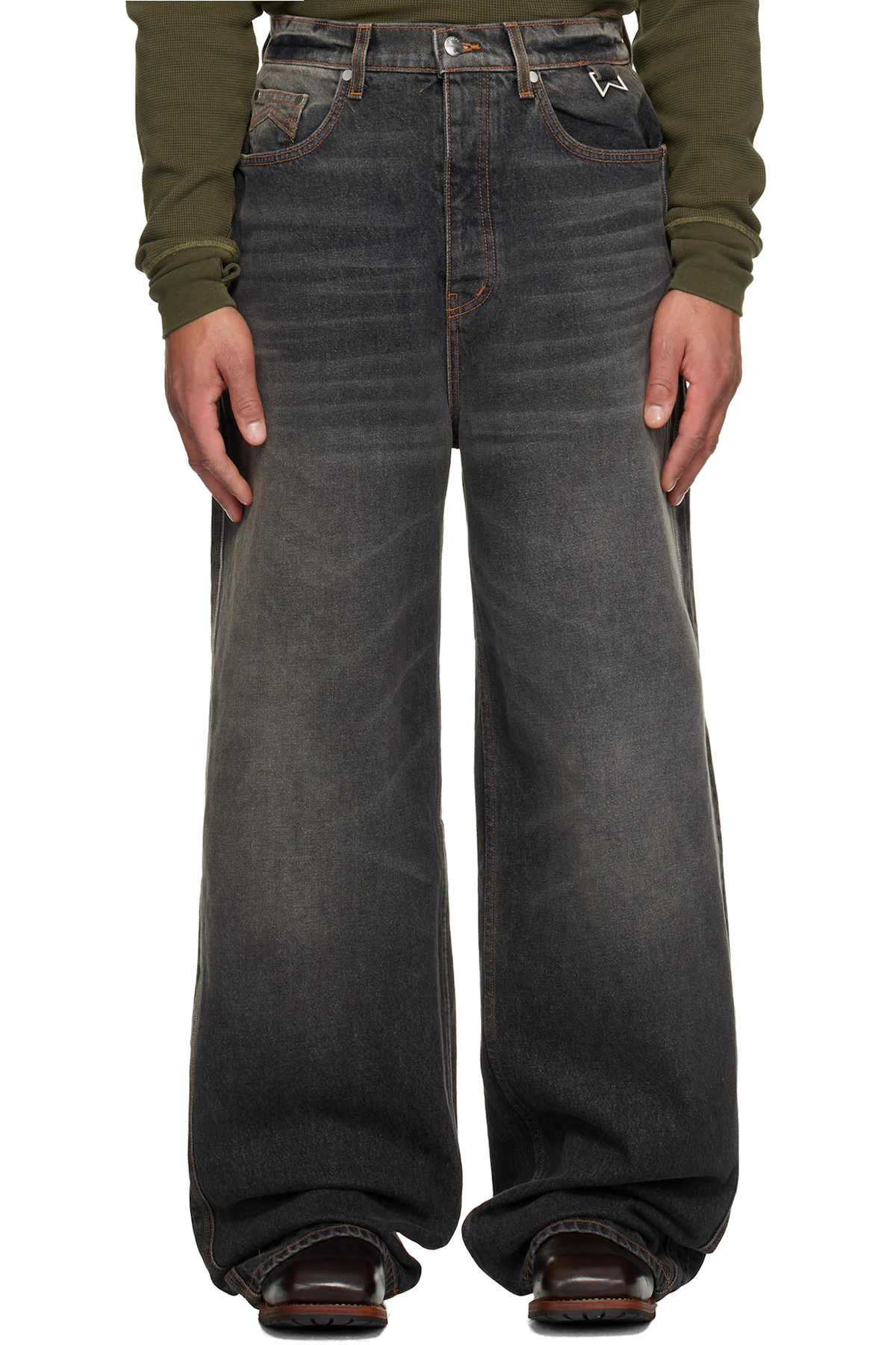 Gray Wide Leg Traxedo Jeans