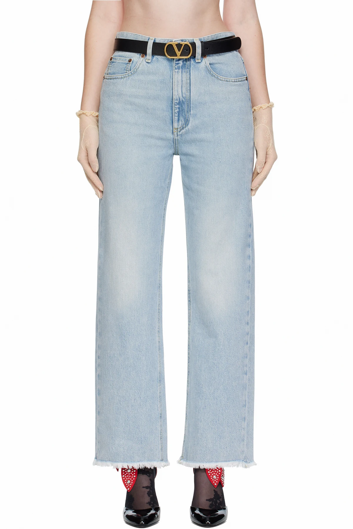 Blue Frayed Cuff Jeans