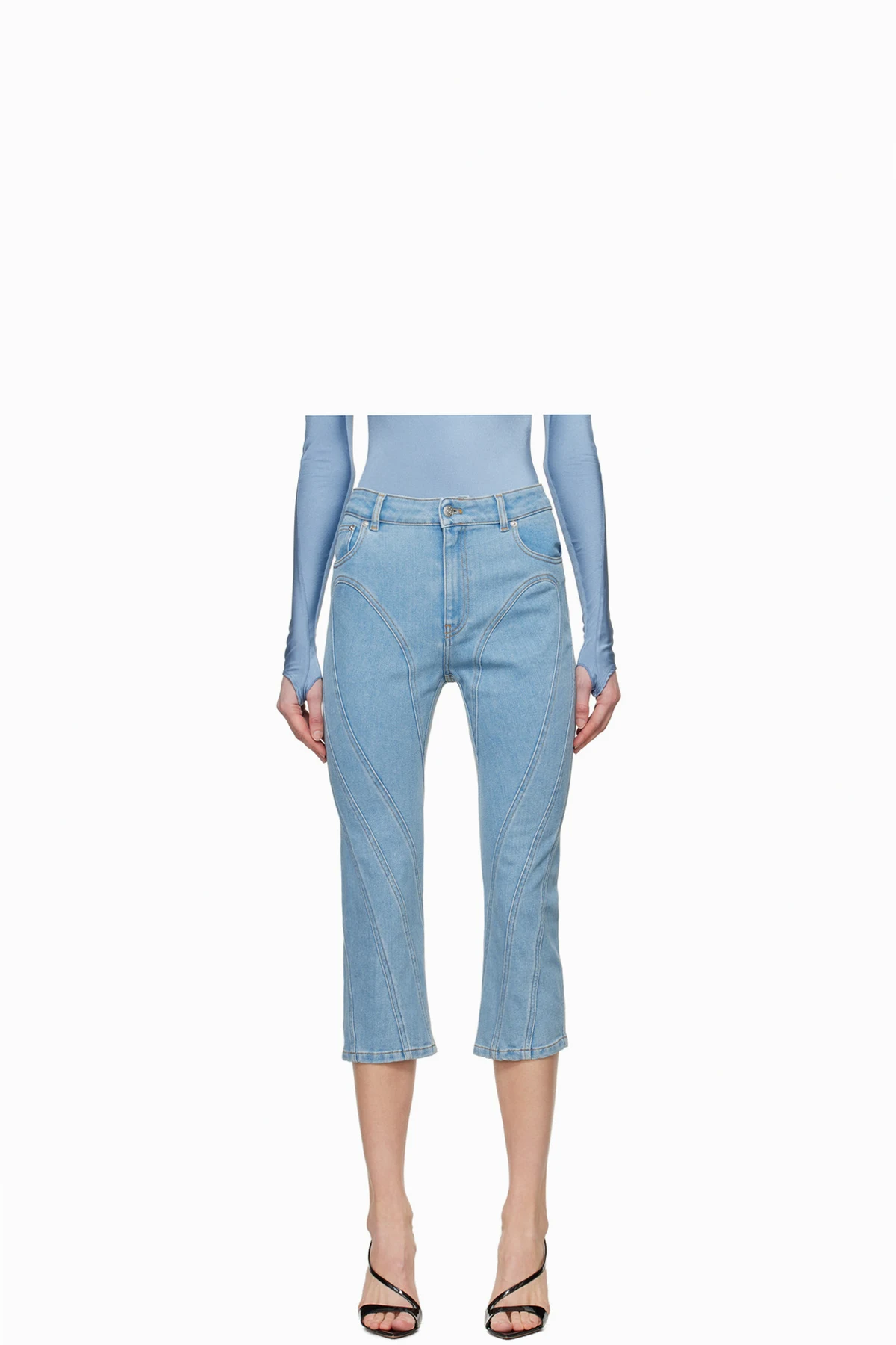 Blue Spiral Crop Jeans