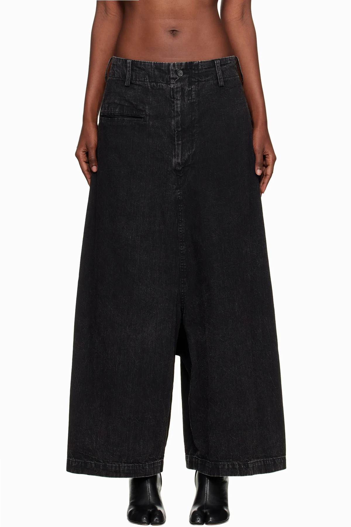 Black Backside Flared Wide Jeans