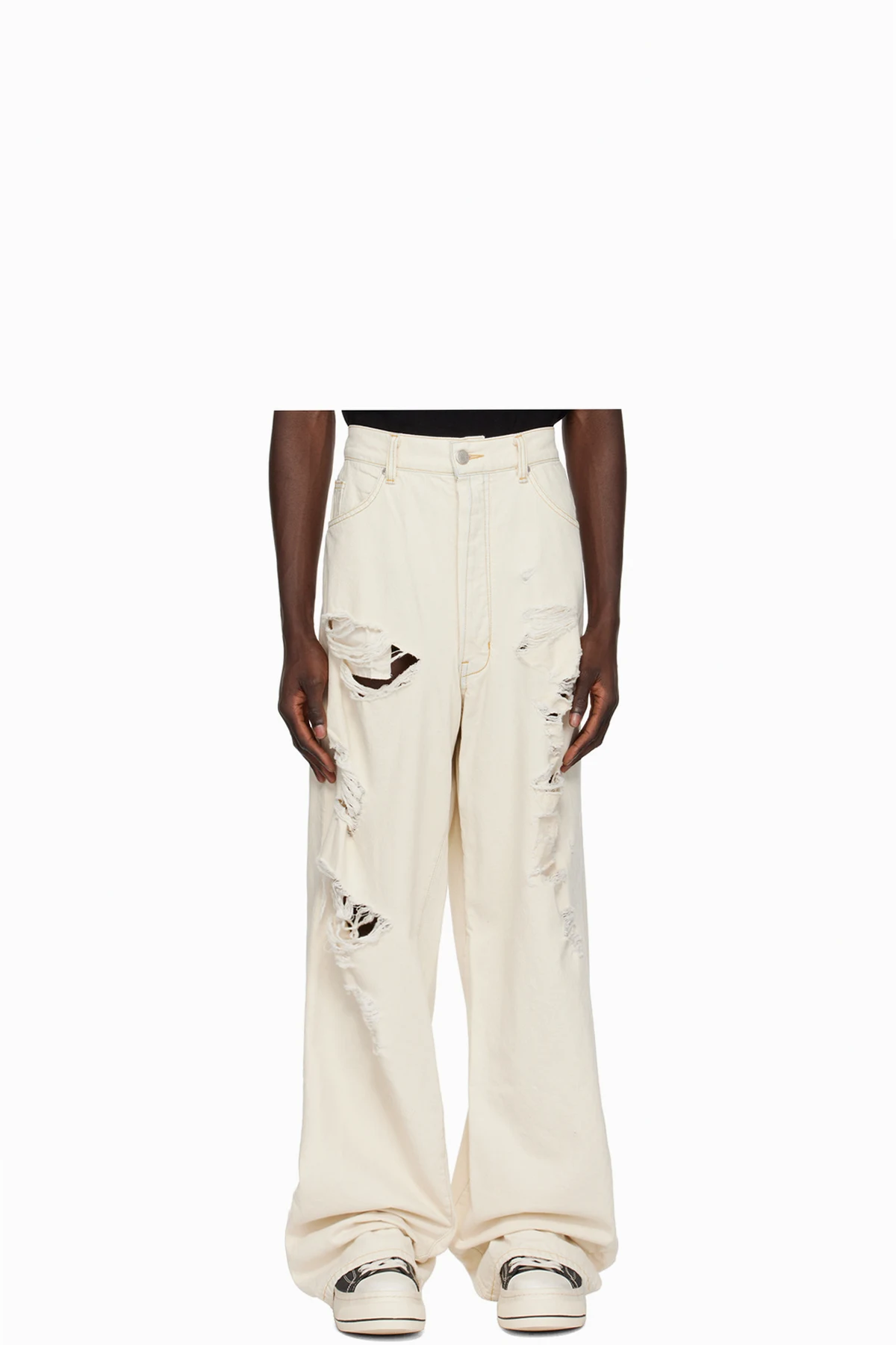 Off-White Wide Leg 5 Pocket Jeans