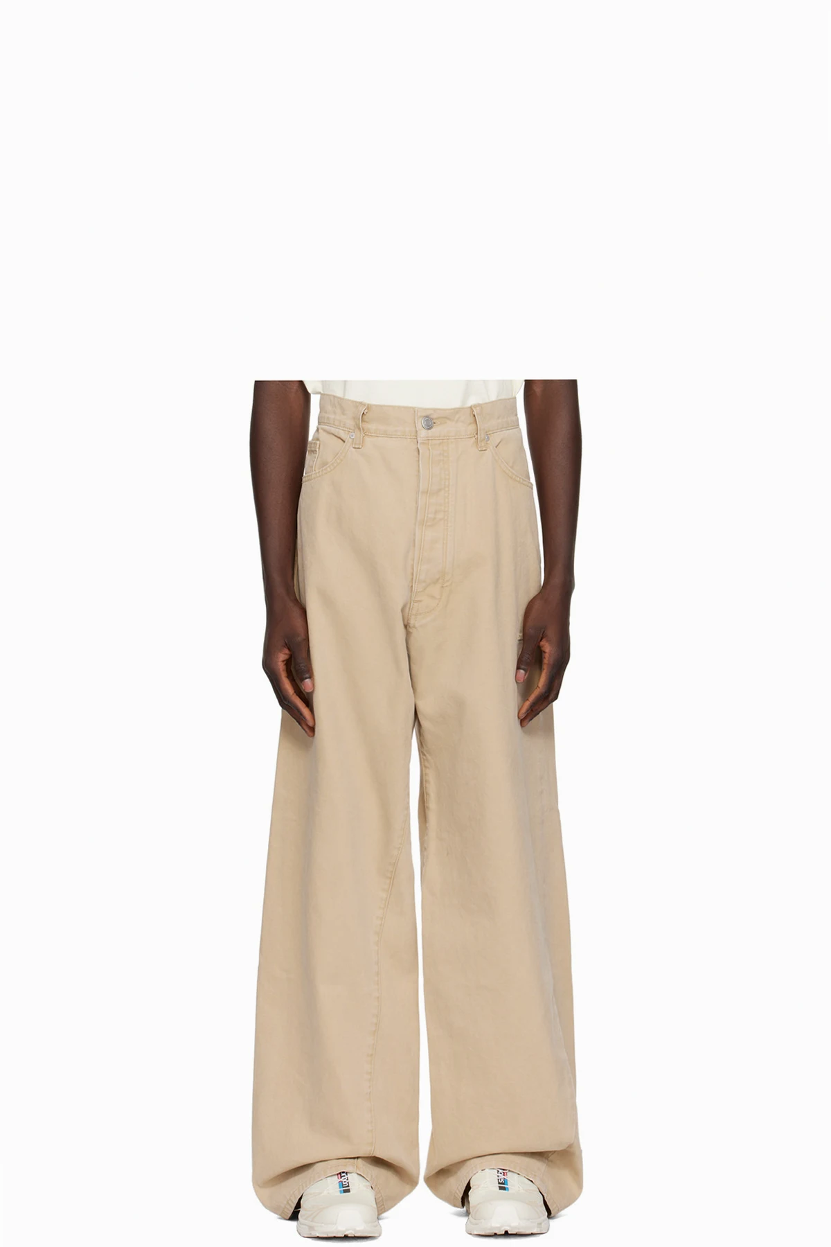 Khaki Wide Leg 5 Pocket Jeans