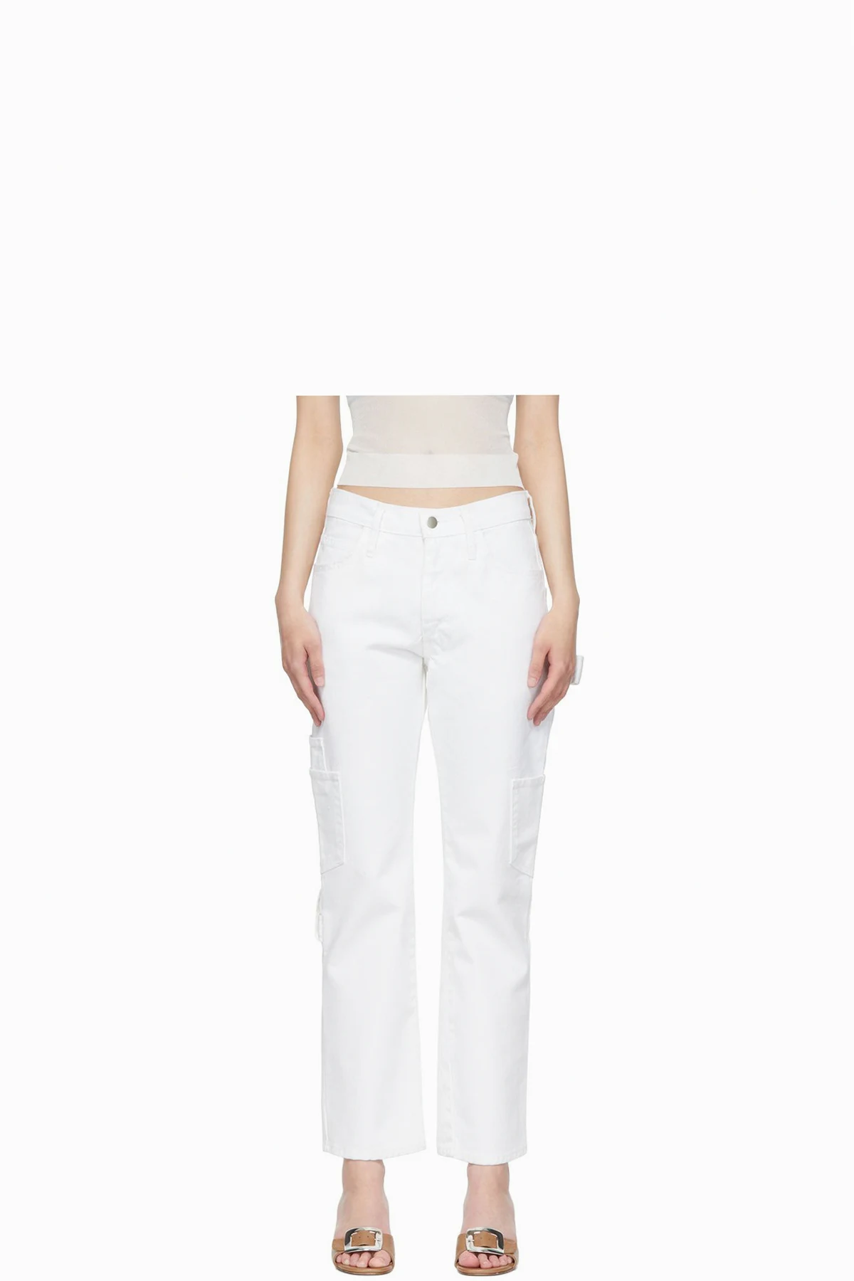 White Straight-Cut Jeans