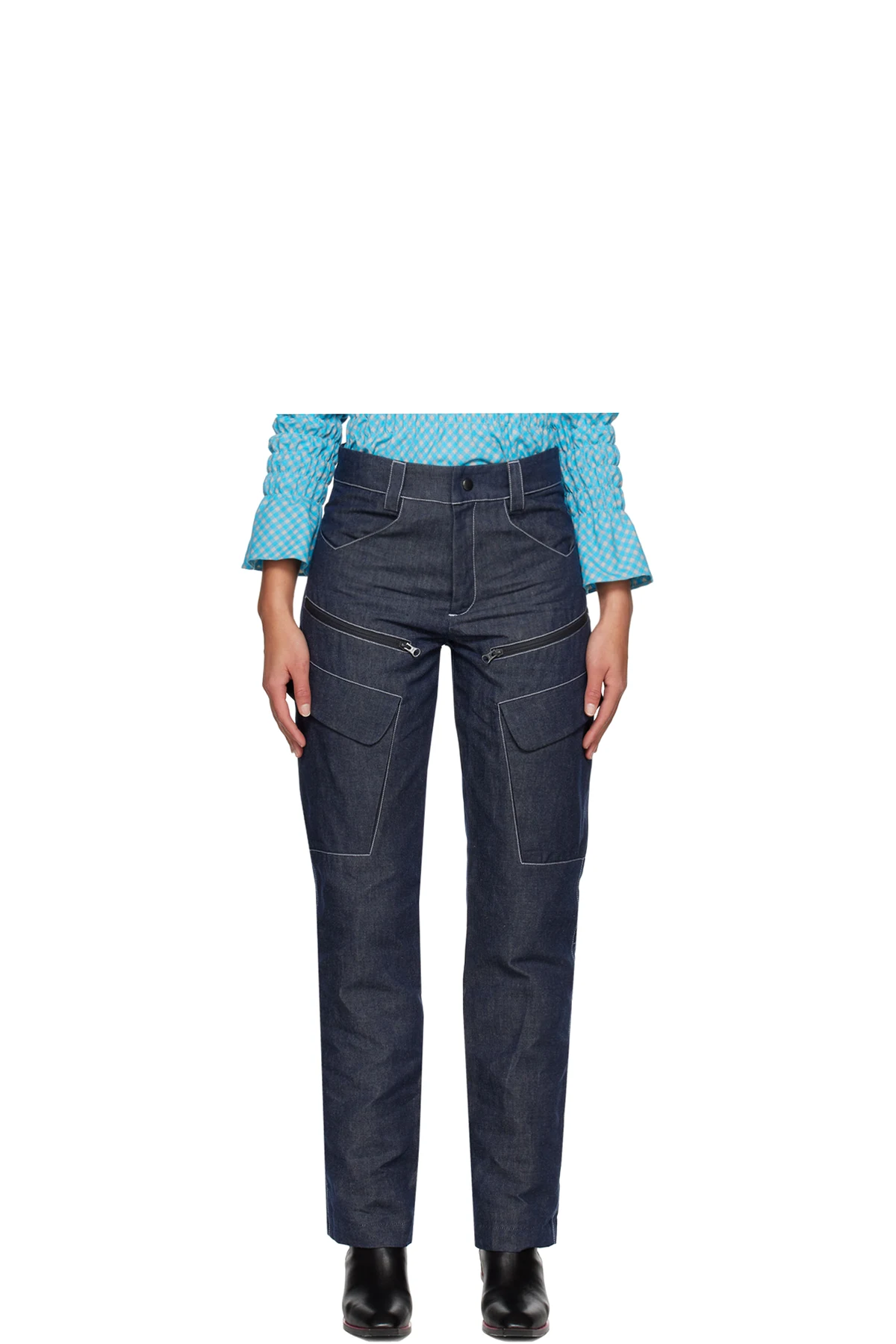Blue Contrast Stitch Jeans
