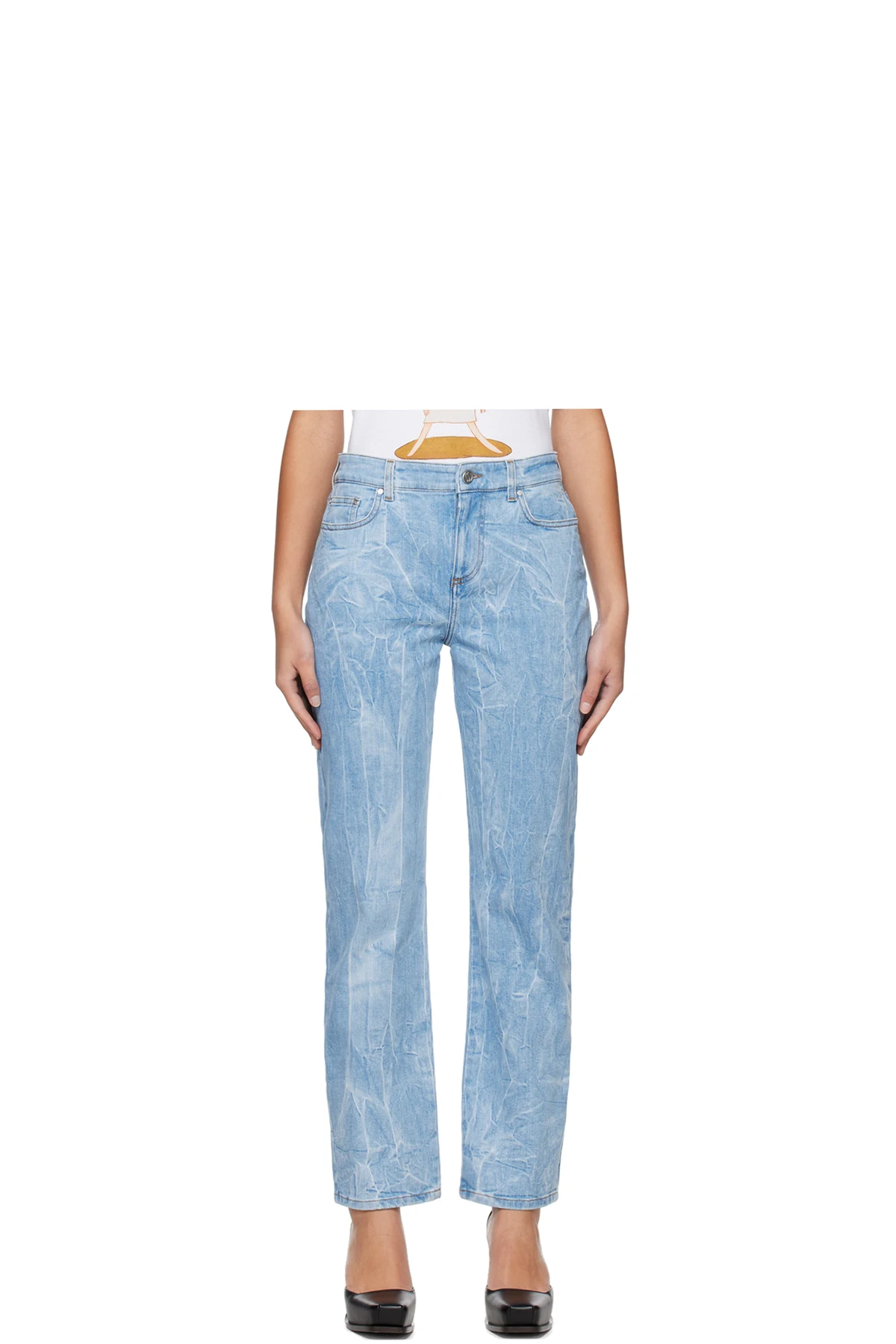 Blue Crinkle Wash Jeans