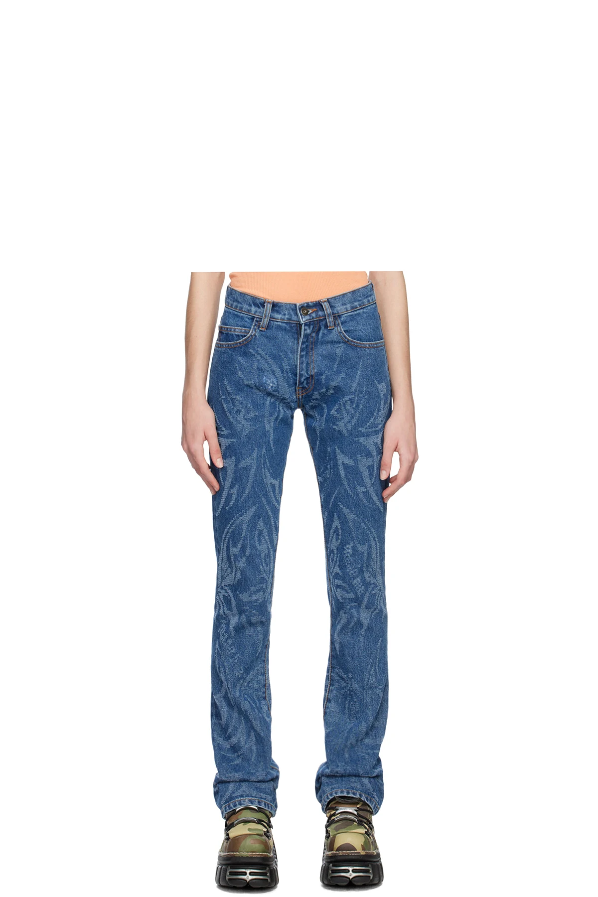 SSENSE Exclusive Blue Laser Butterfly Jeans