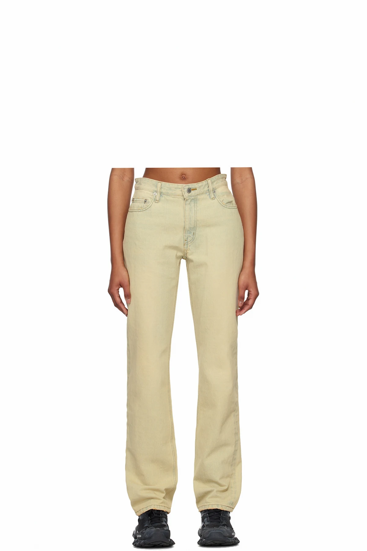 Beige Straight-Leg Jeans