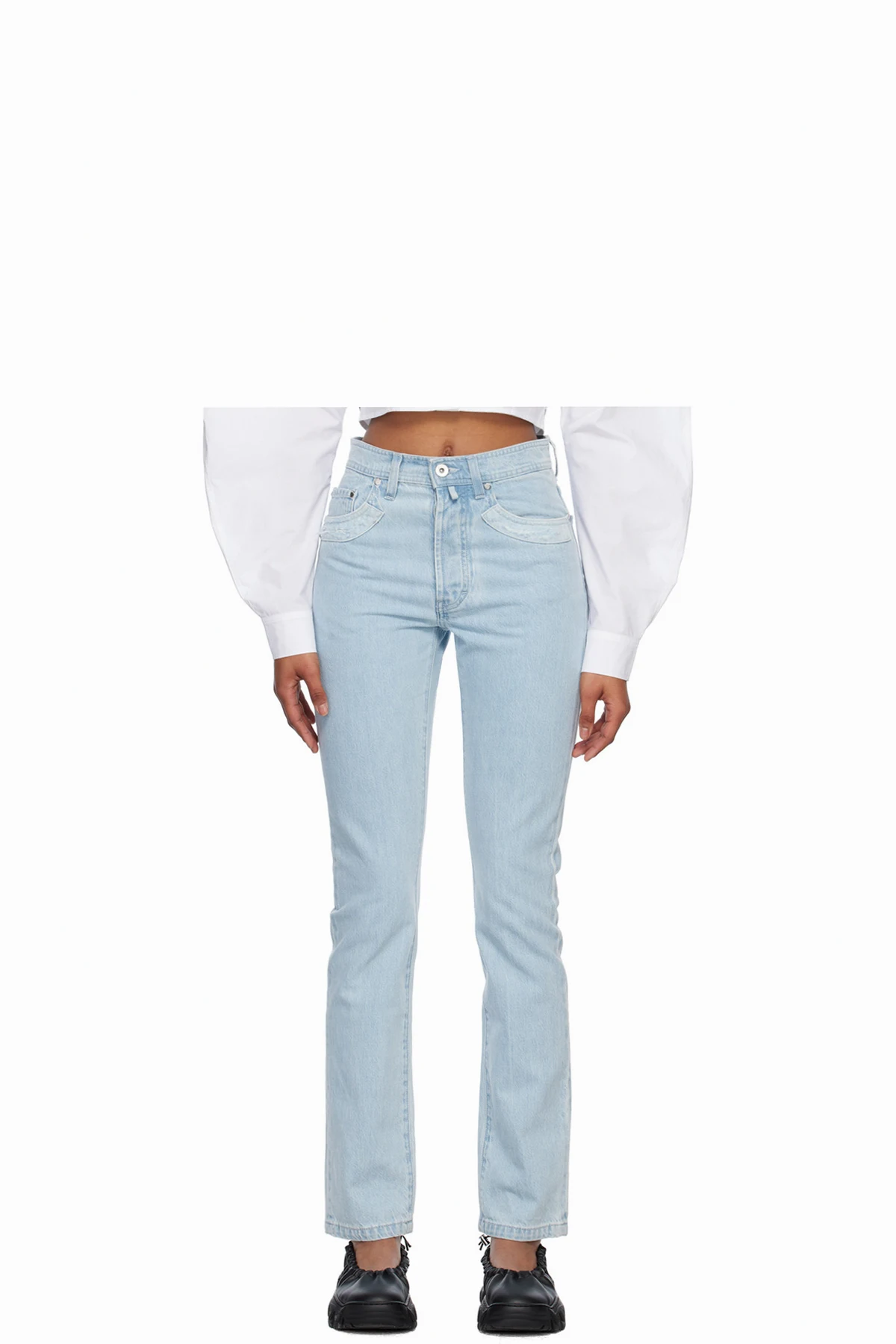 Blue Double Shift Patchwork Jeans