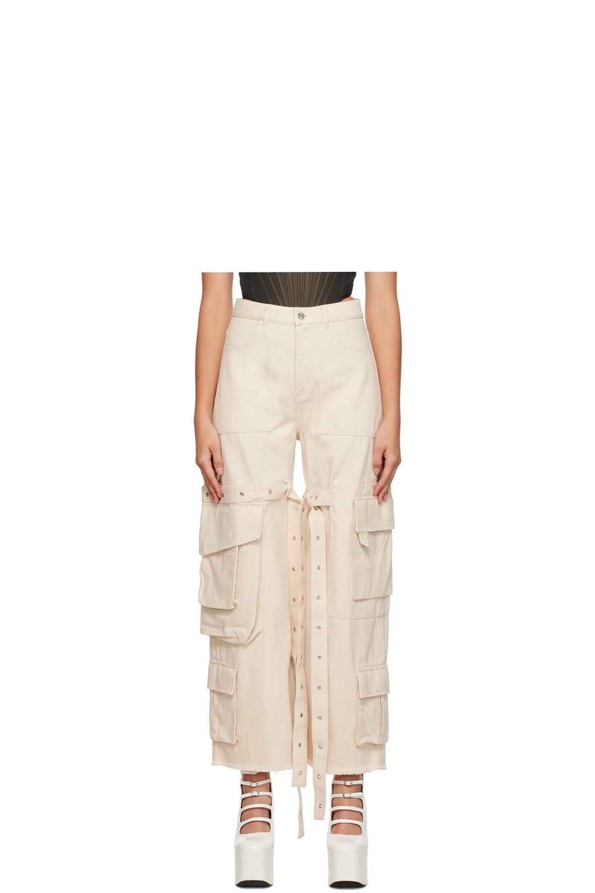 Beige Multipocket Jeans