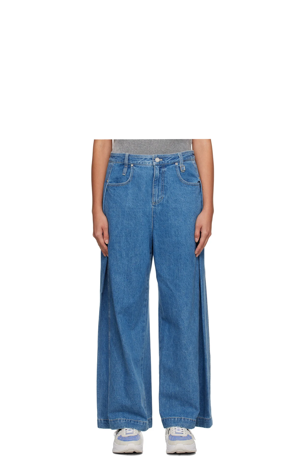 Blue Wide Folding Jeans
