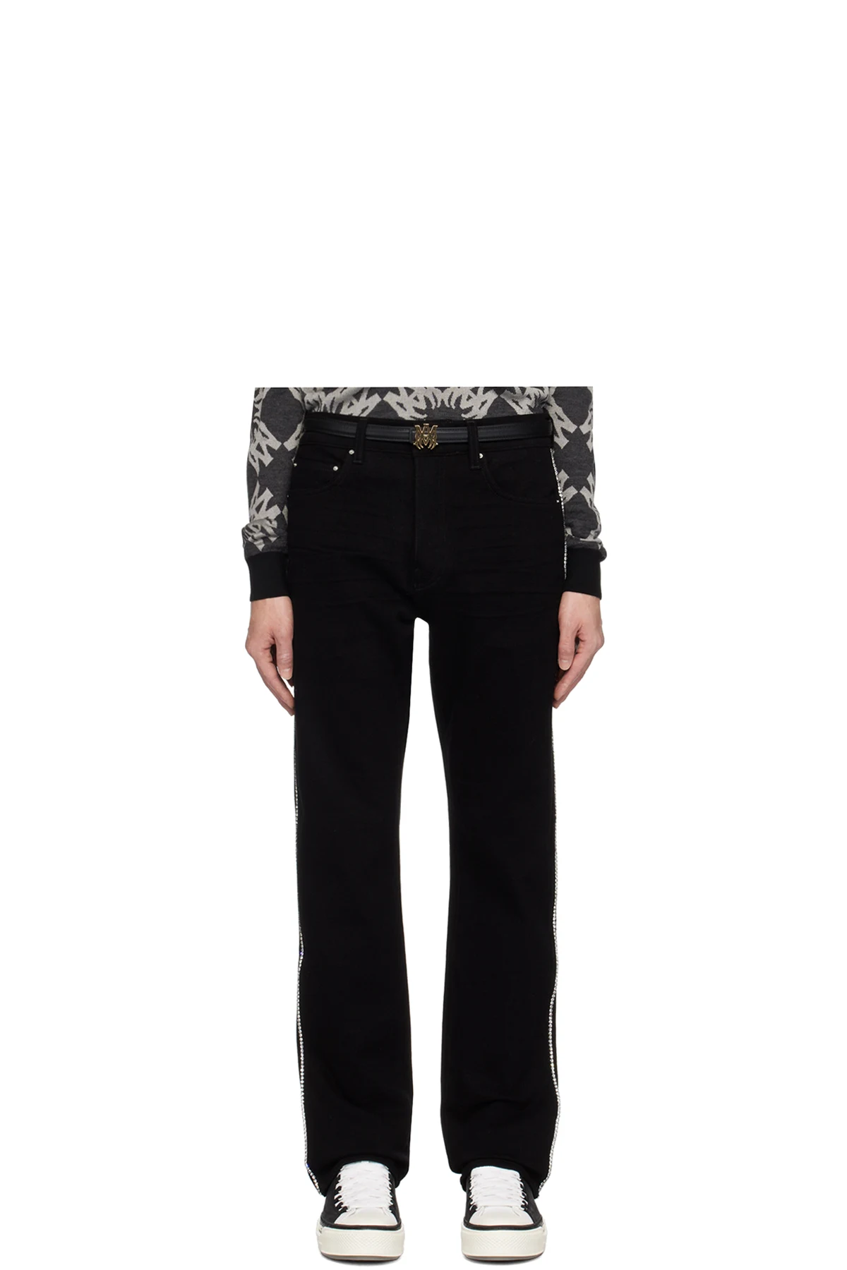 Black Crystal Stripe Slim Jeans