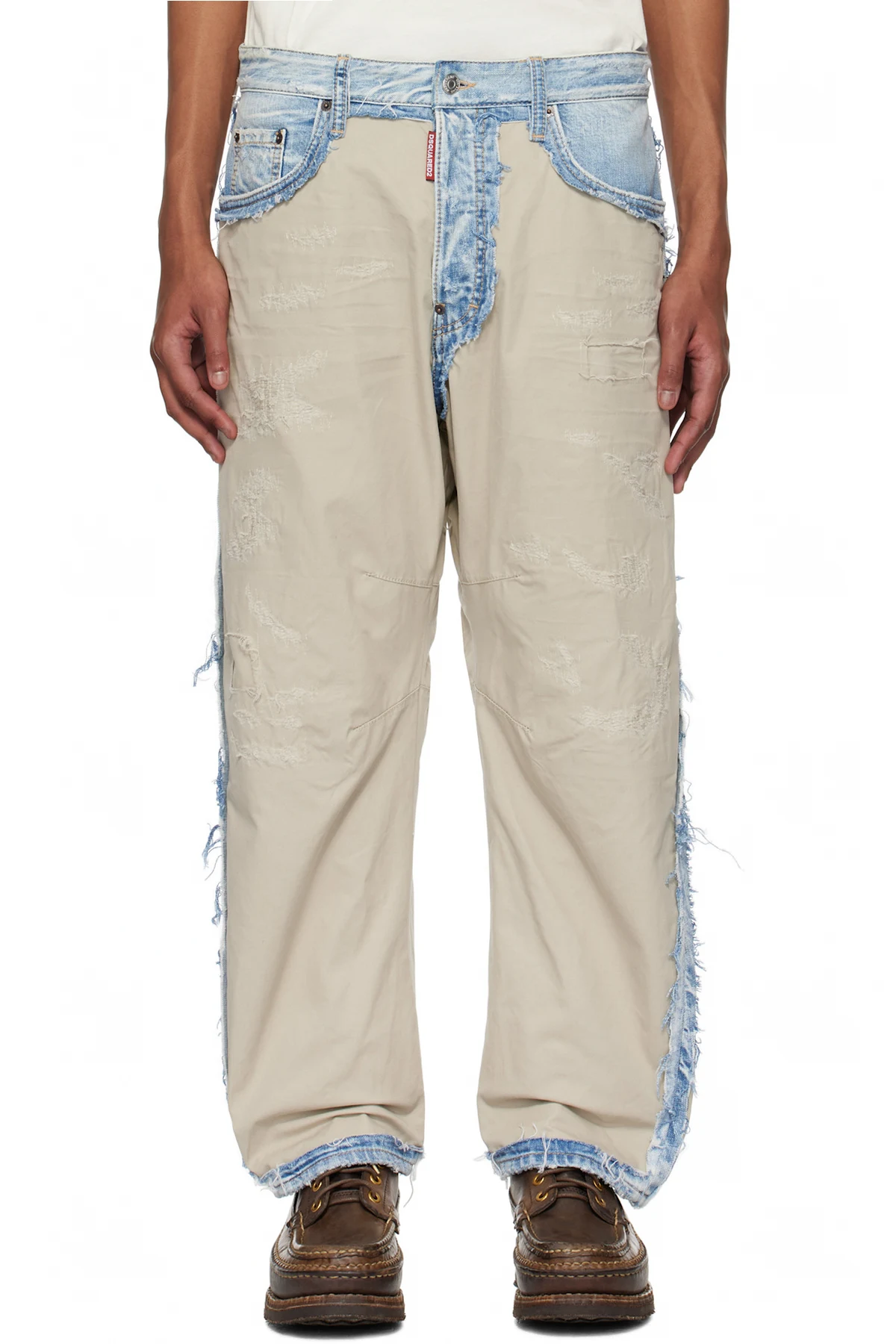 Blue & Beige Super Ripped Mixed Kawaii Jeans