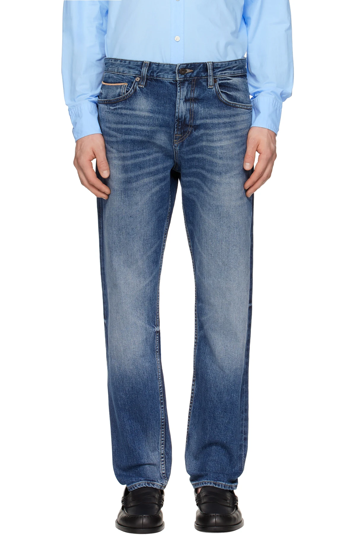 Navy Maine Regular-Fit Selvedge Denim Jeans