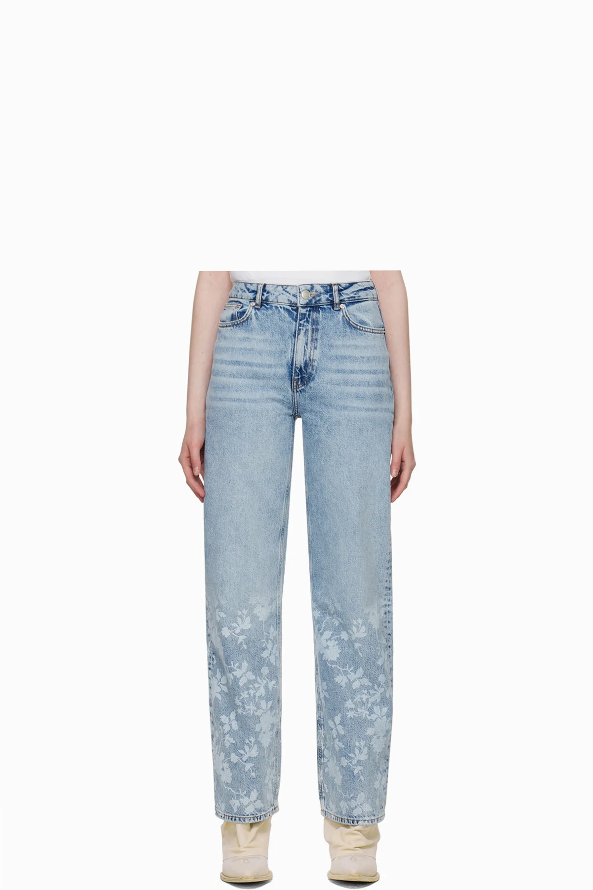 Blue Flower Print Jeans