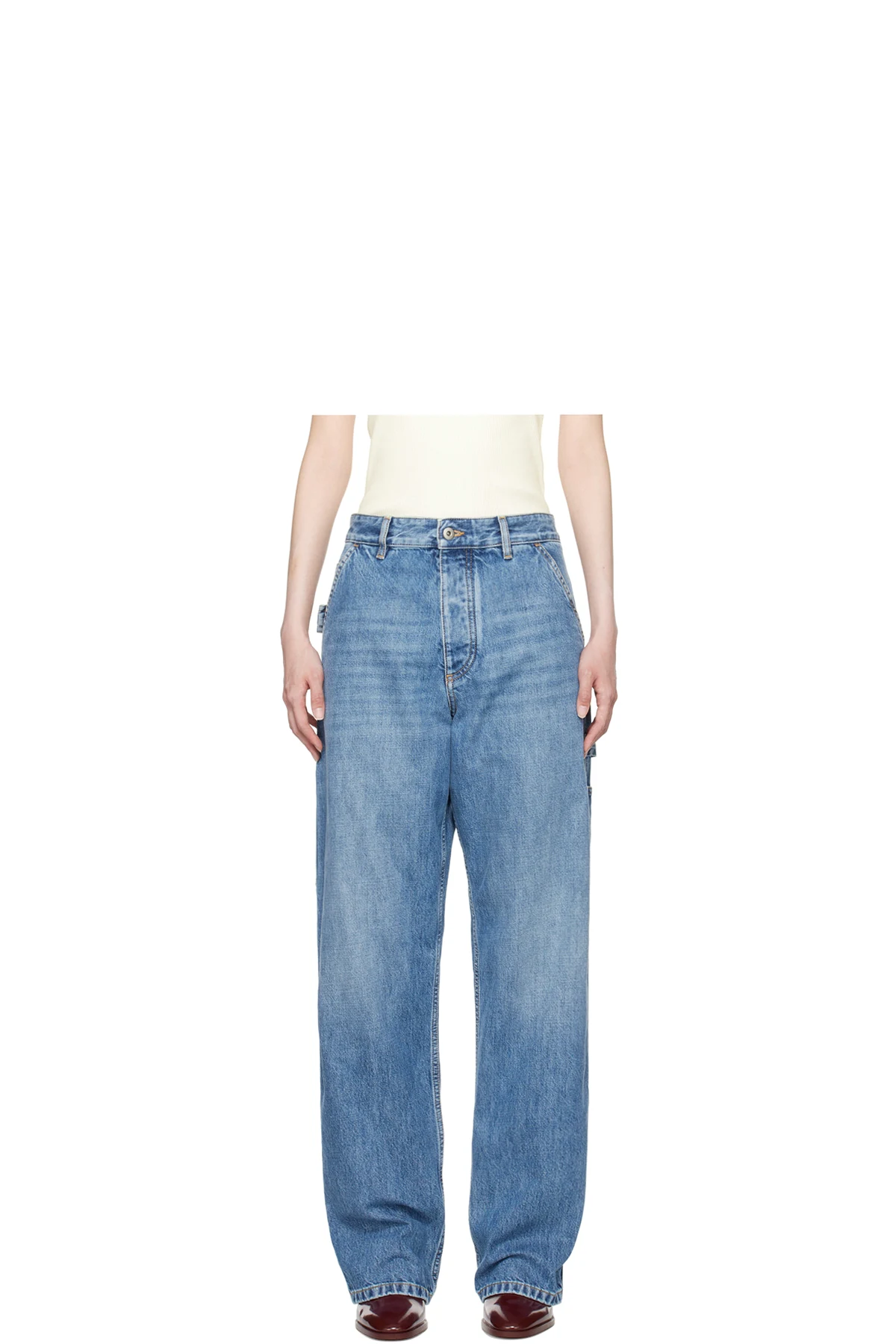 Blue Vintage Indigo Cargo Denim Jeans