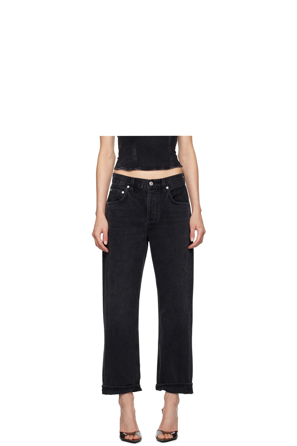 Black Dahlia Bow Leg Baby Roll Jeans