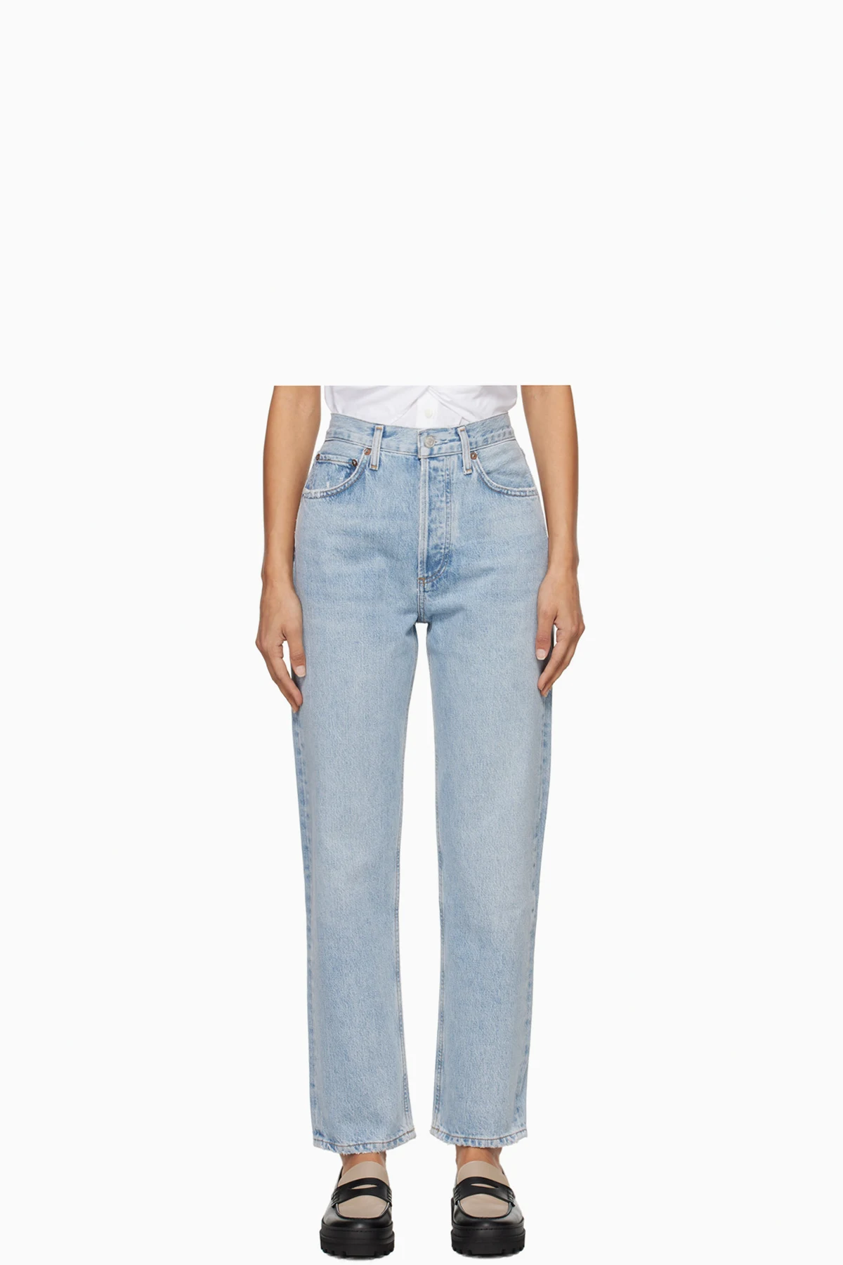 Blue 90's Mid Rise Straight Jeans