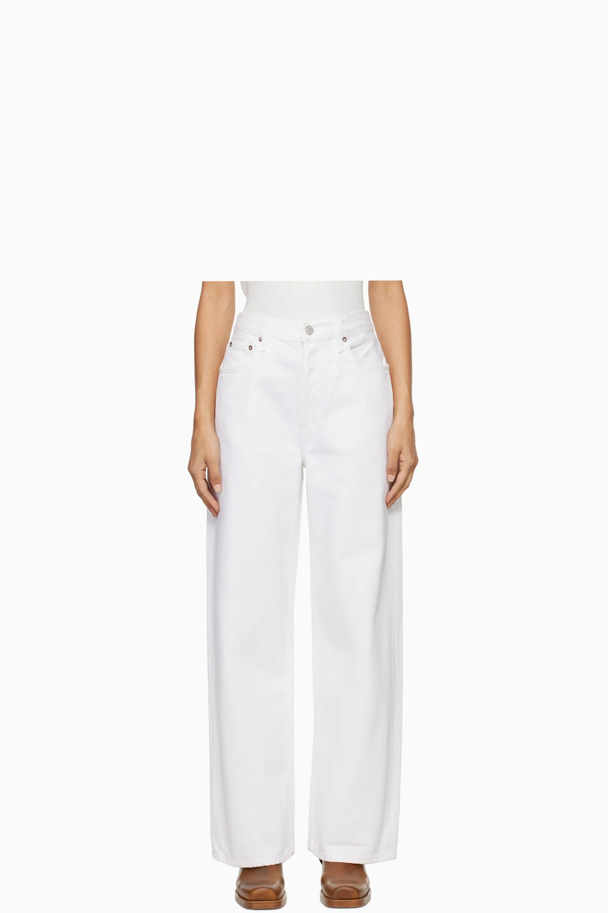 White Low Slung Baggy 30.5" Jeans