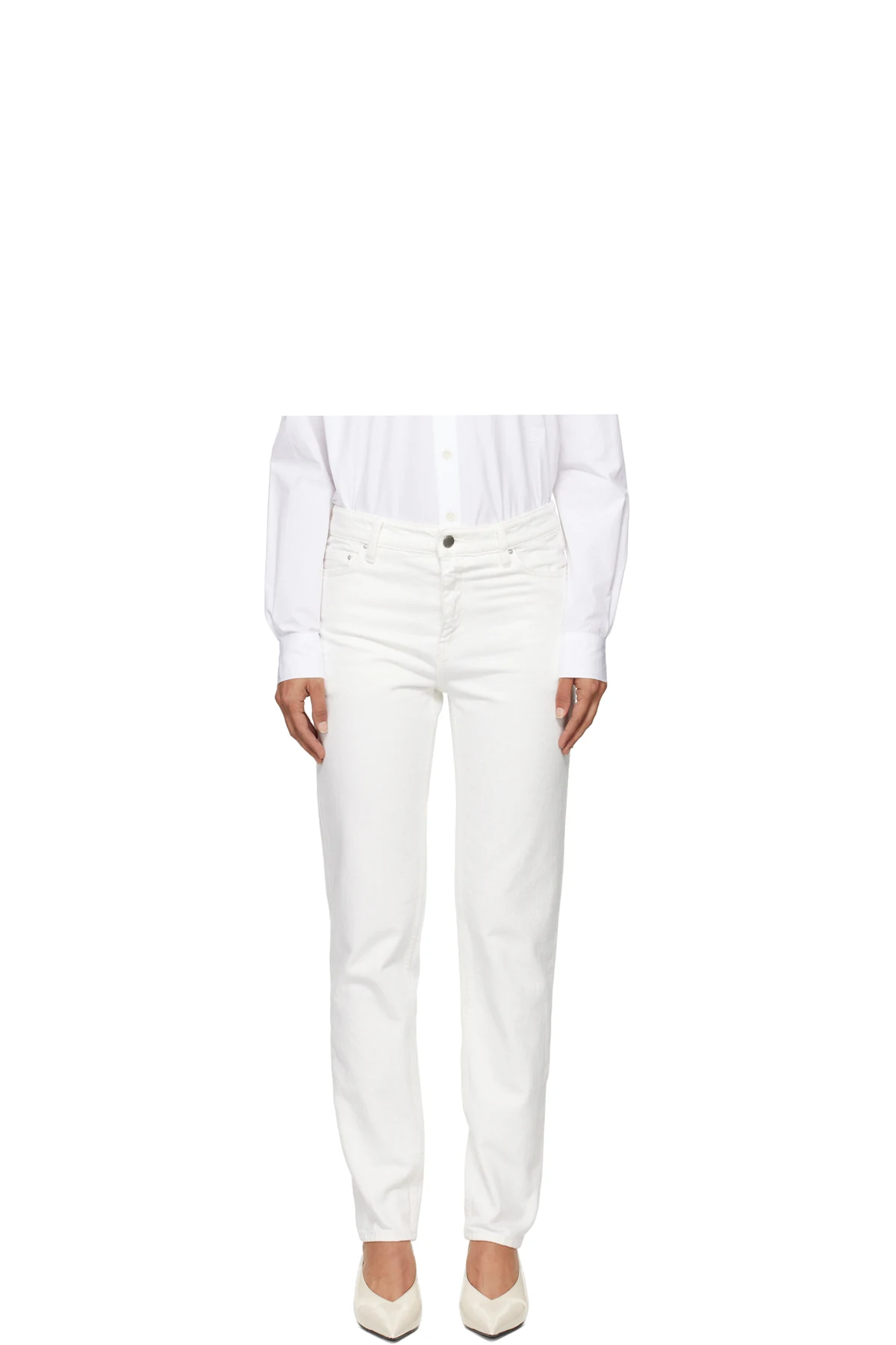 White Low Taper Jeans
