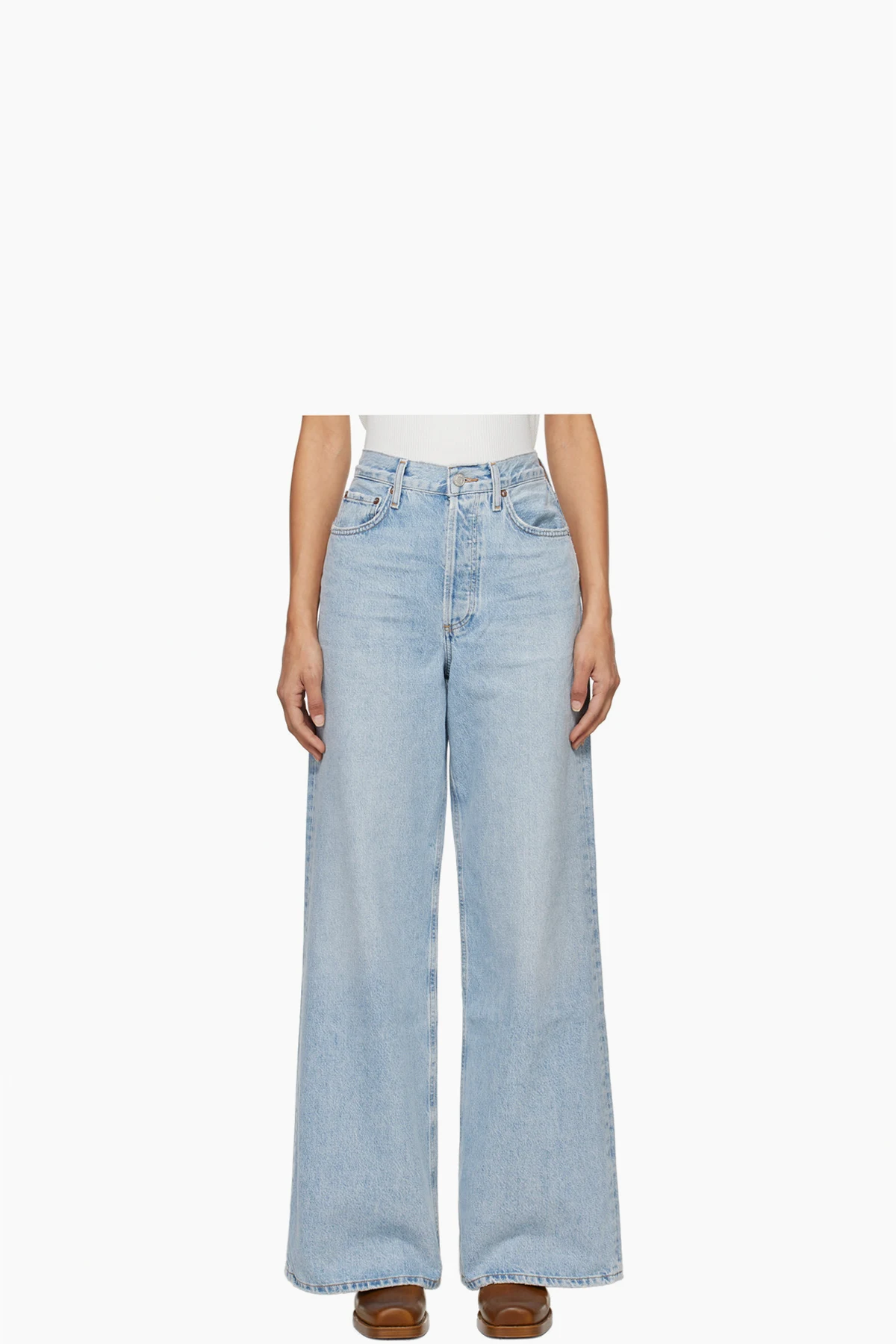 Blue Dame High Rise Wide Leg No Cuff Jeans