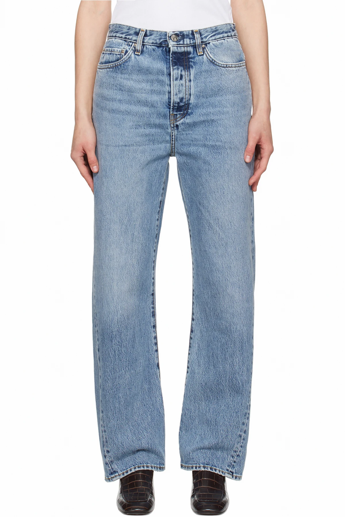 Blue Twisted Seam Full-Length Jeans