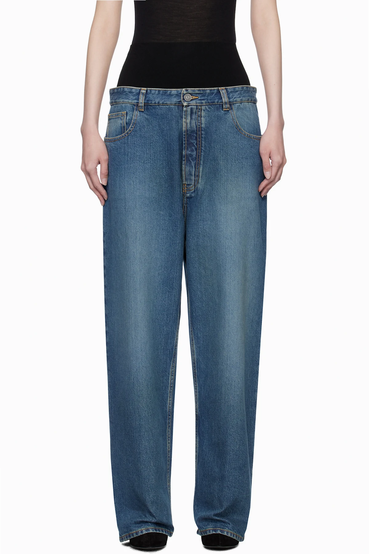 Blue Knit Band Jeans
