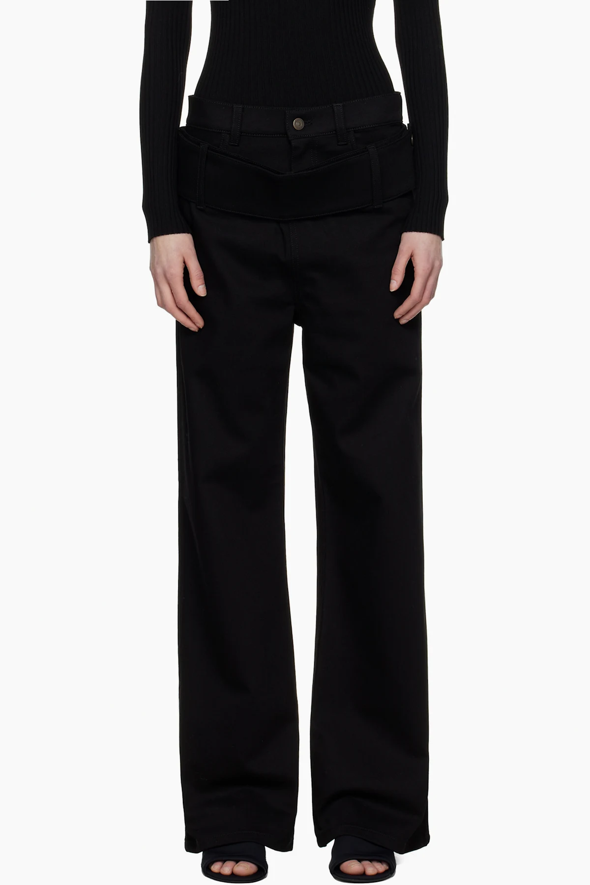 Black Double Belt Jeans