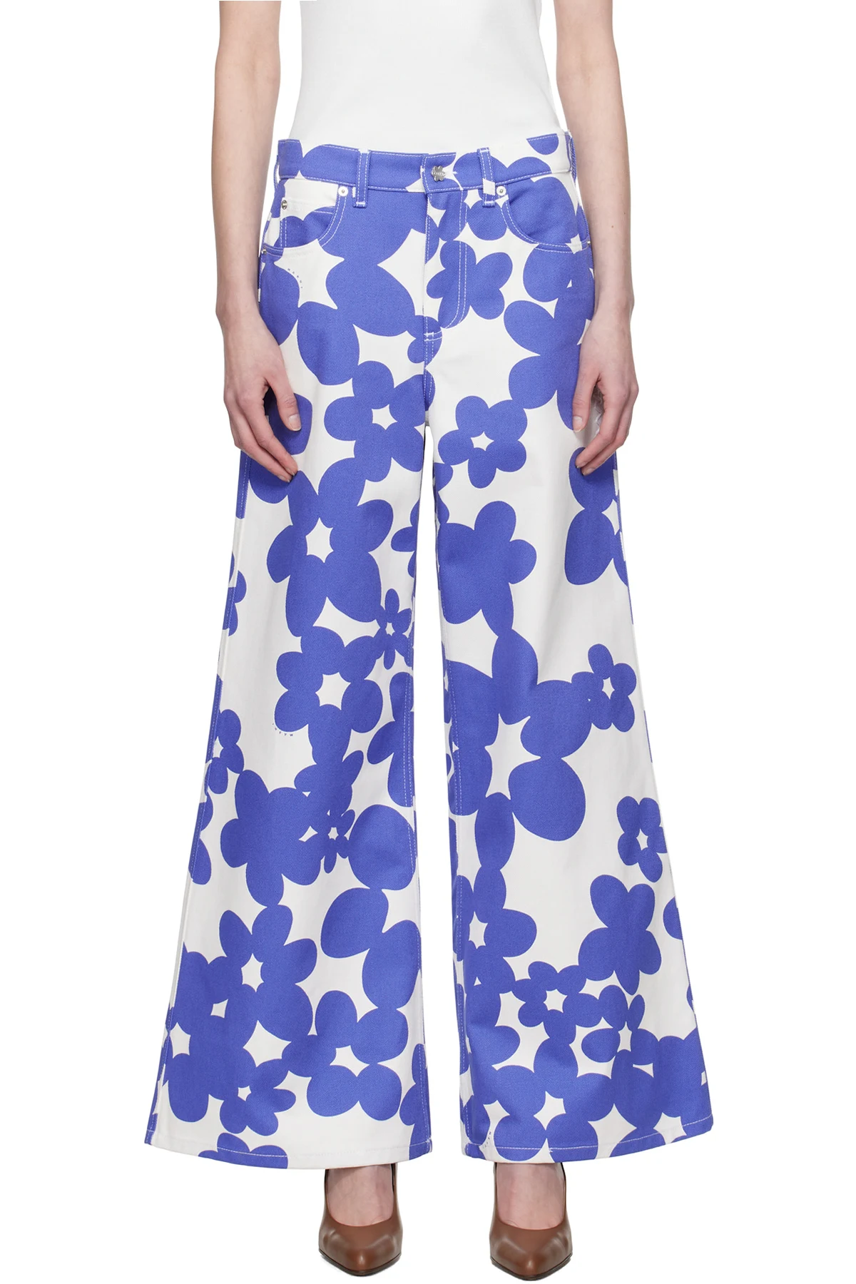 Blue & White Dillies Print Trousers