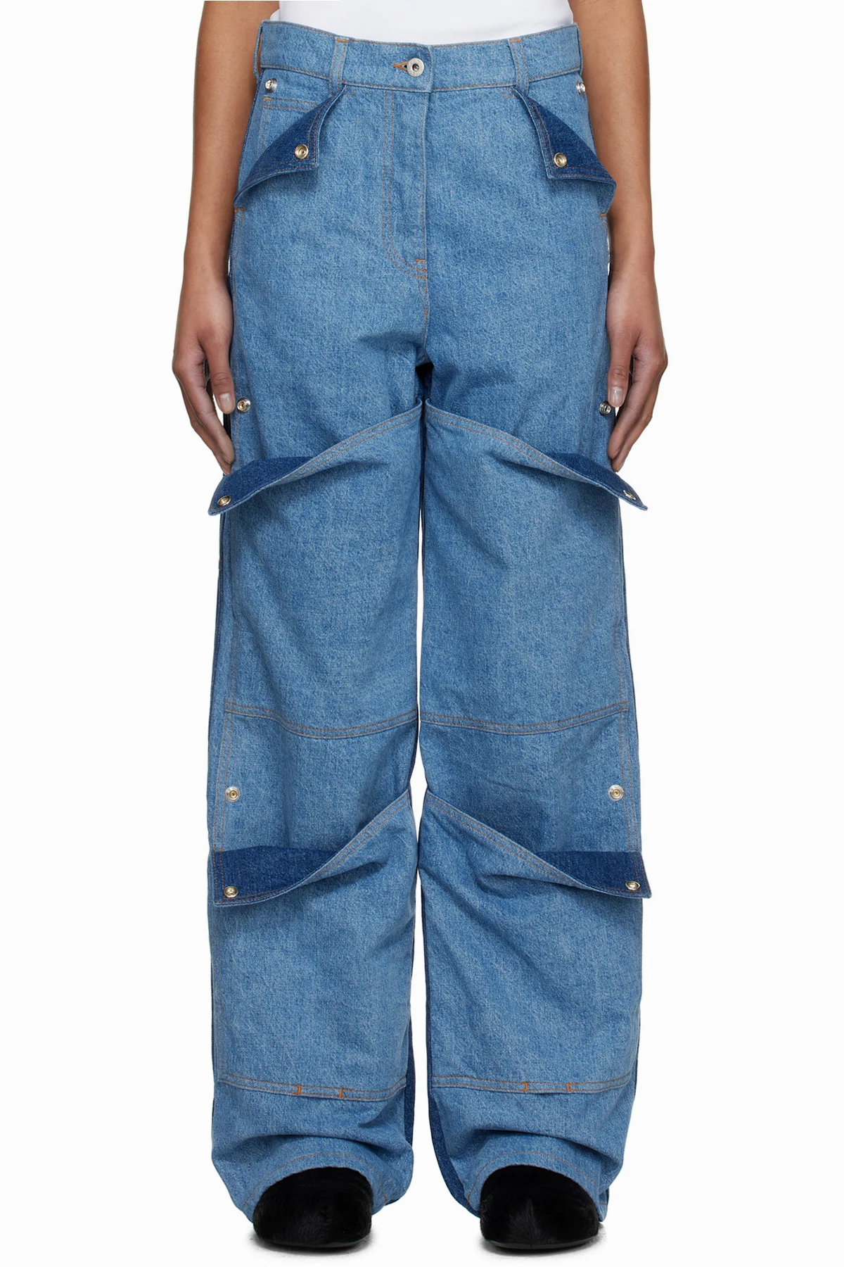Blue Kenzo Paris Multipocket Cargo Jeans