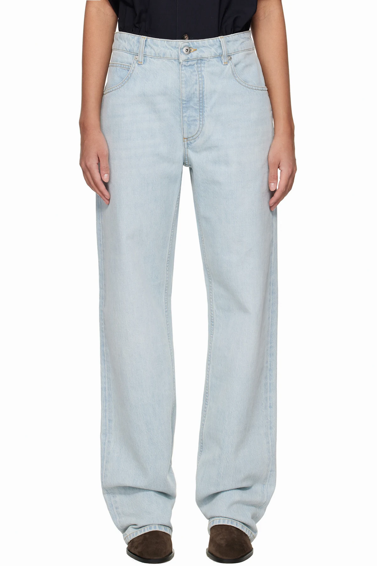 Blue Bleached Boyfriend Jeans