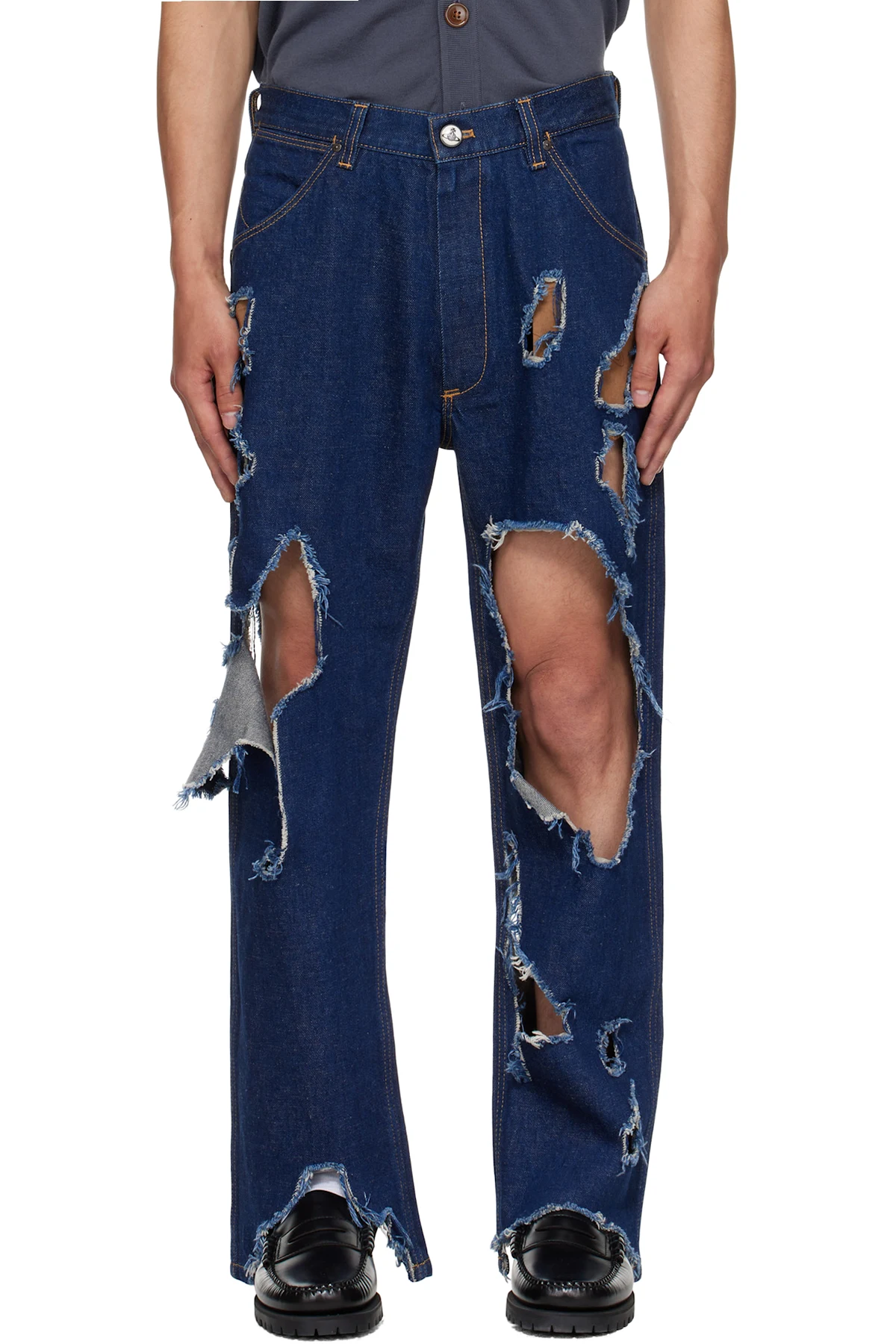 Blue Distressed Ranch Jeans