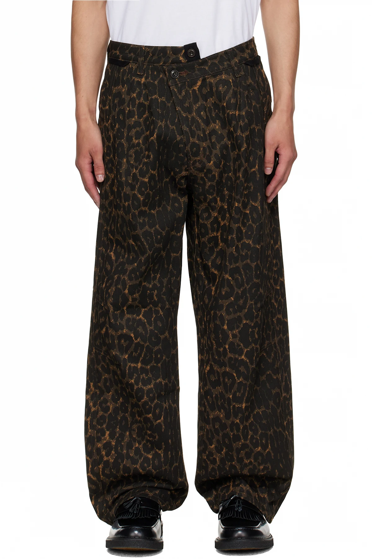 Brown Crossover Carpenter Wide Leg Jeans