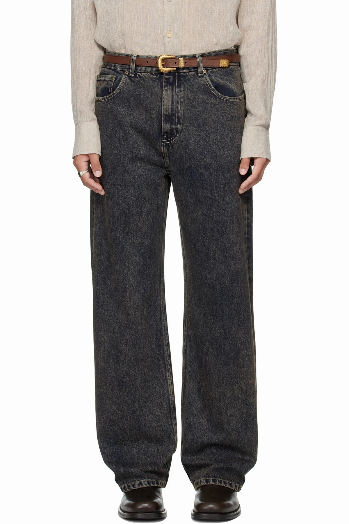 Navy Rolling Acid Jeans