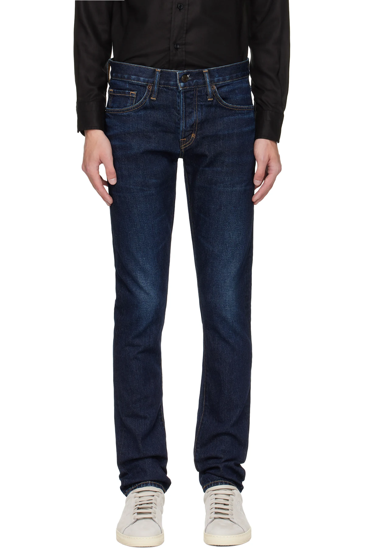 Blue Stretch Twill Slim Fit Jeans