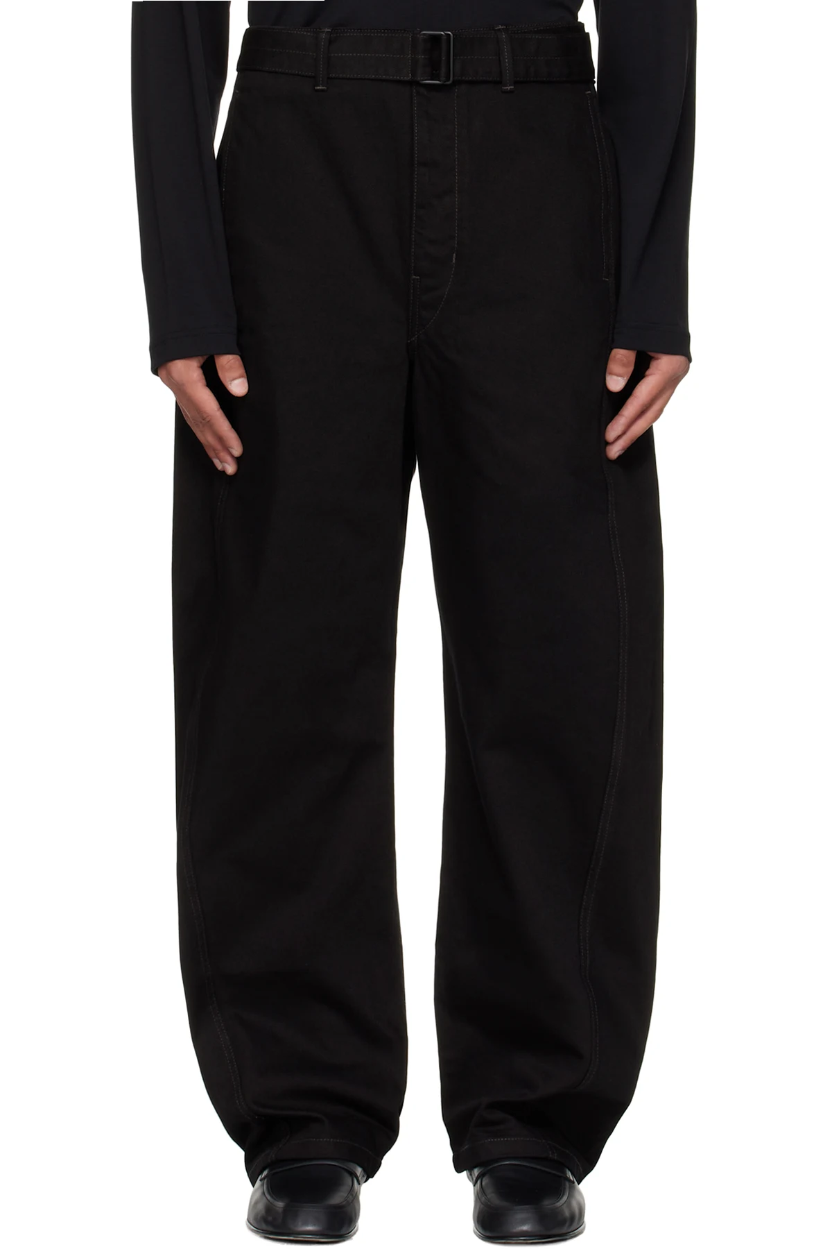 Black Twisted Belted Jeans