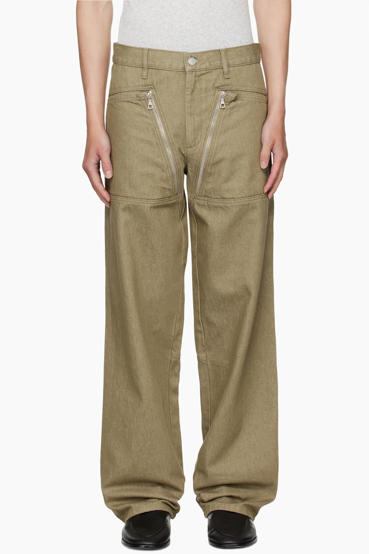 Taupe Paneled Jeans