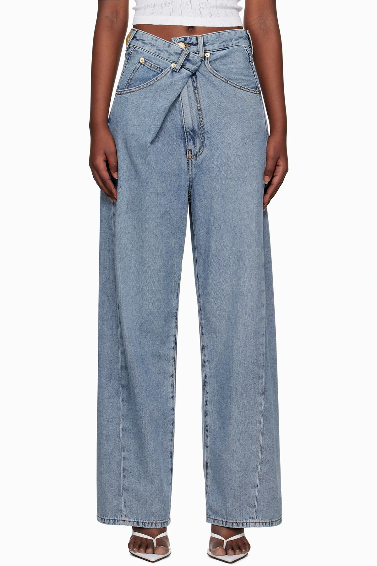 Blue Ines Fold Over Jeans