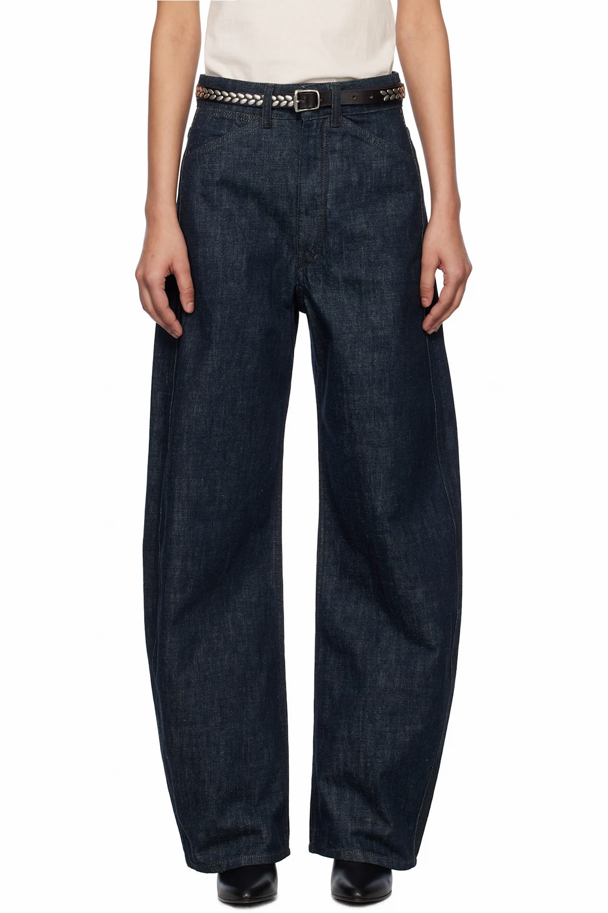 Blue High Waisted Curved Jeans