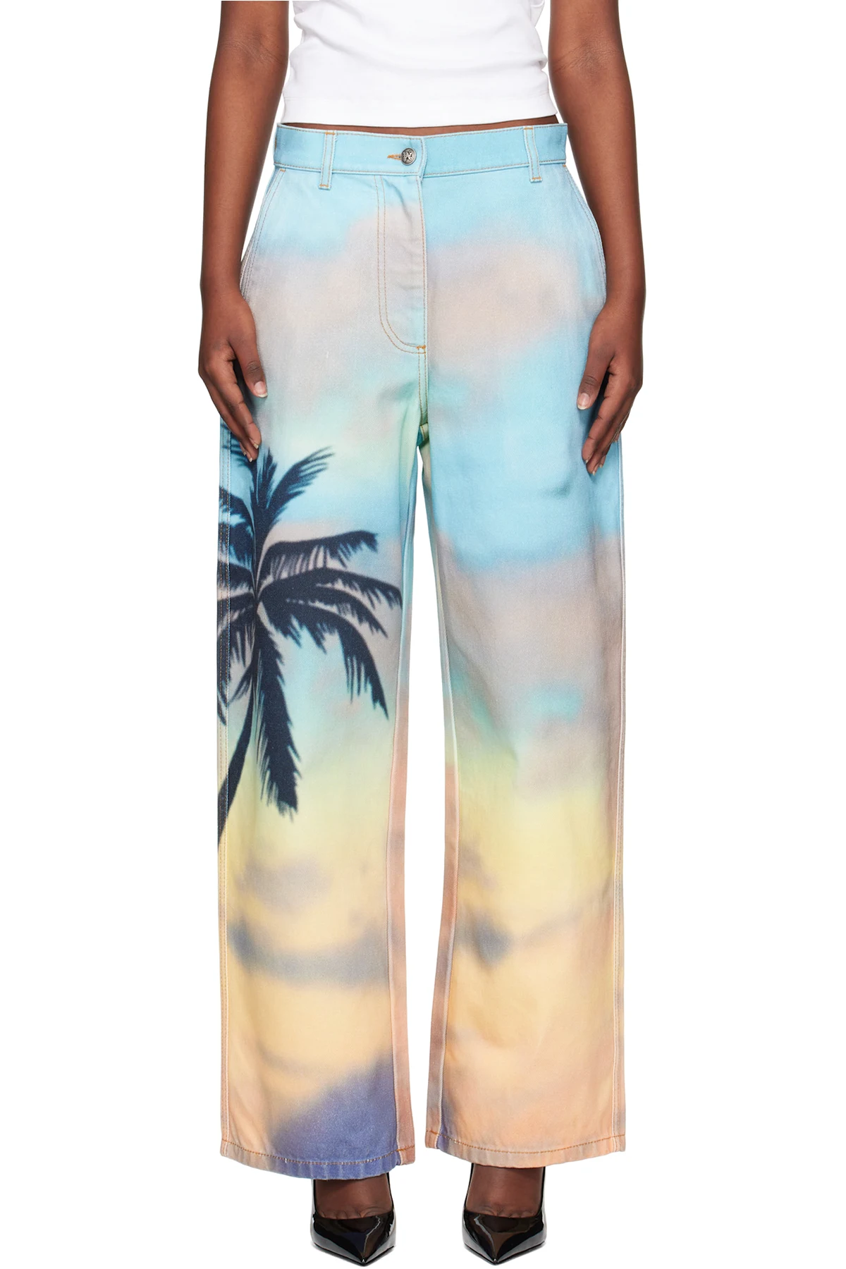 Multicolor Sunrise Palm Baggy Jeans
