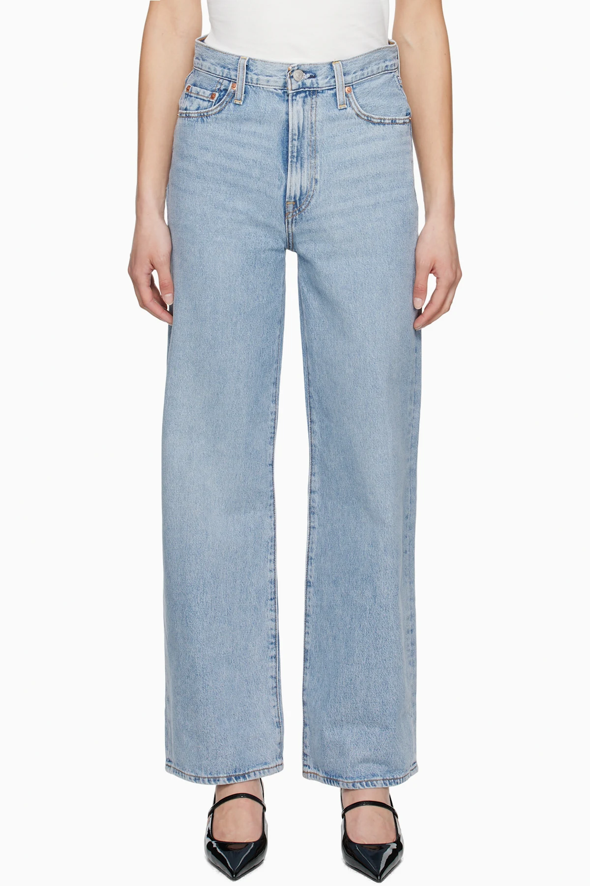 Blue Ribcage Wide Leg Jeans