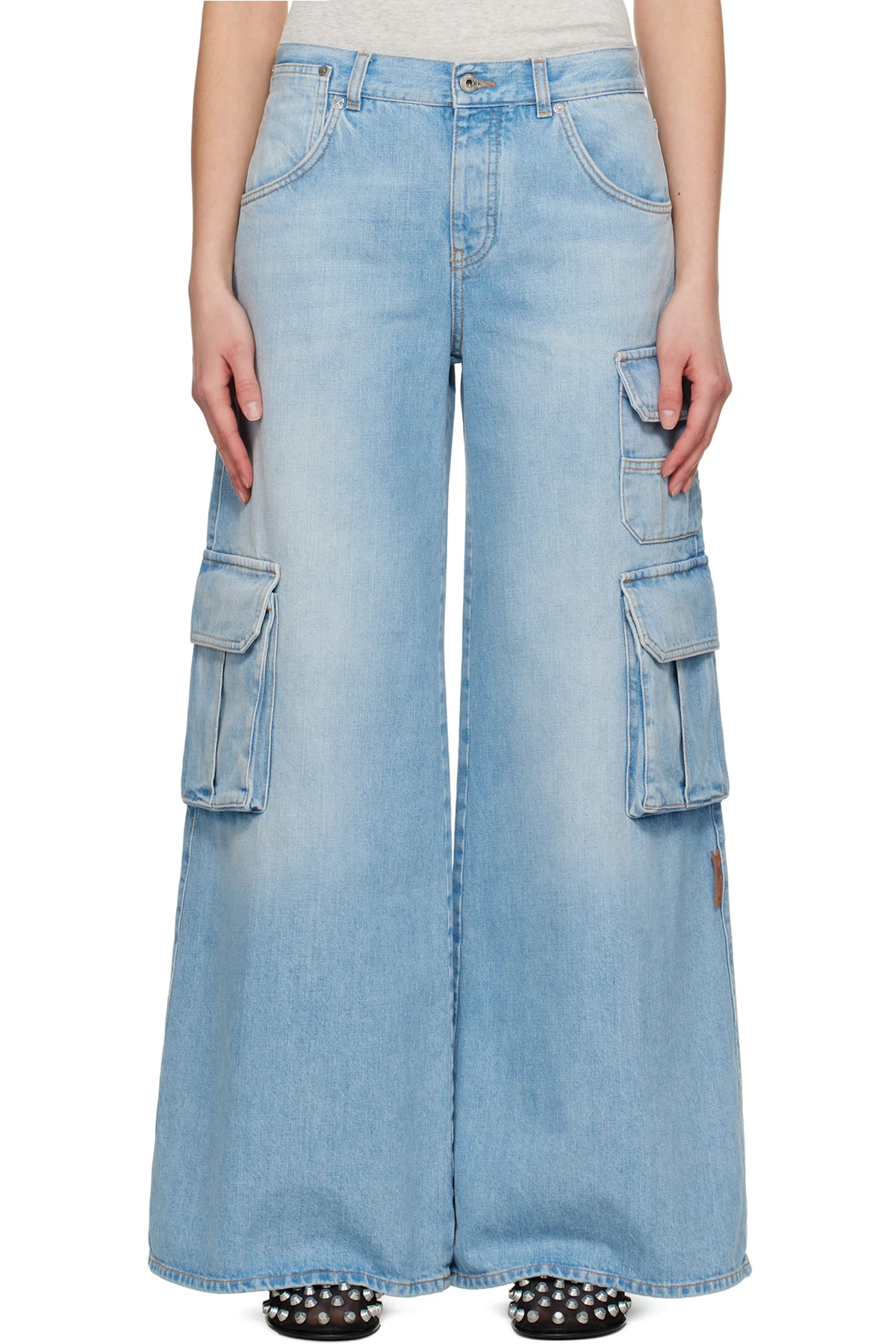 Blue Wide-Leg Denim Jeans