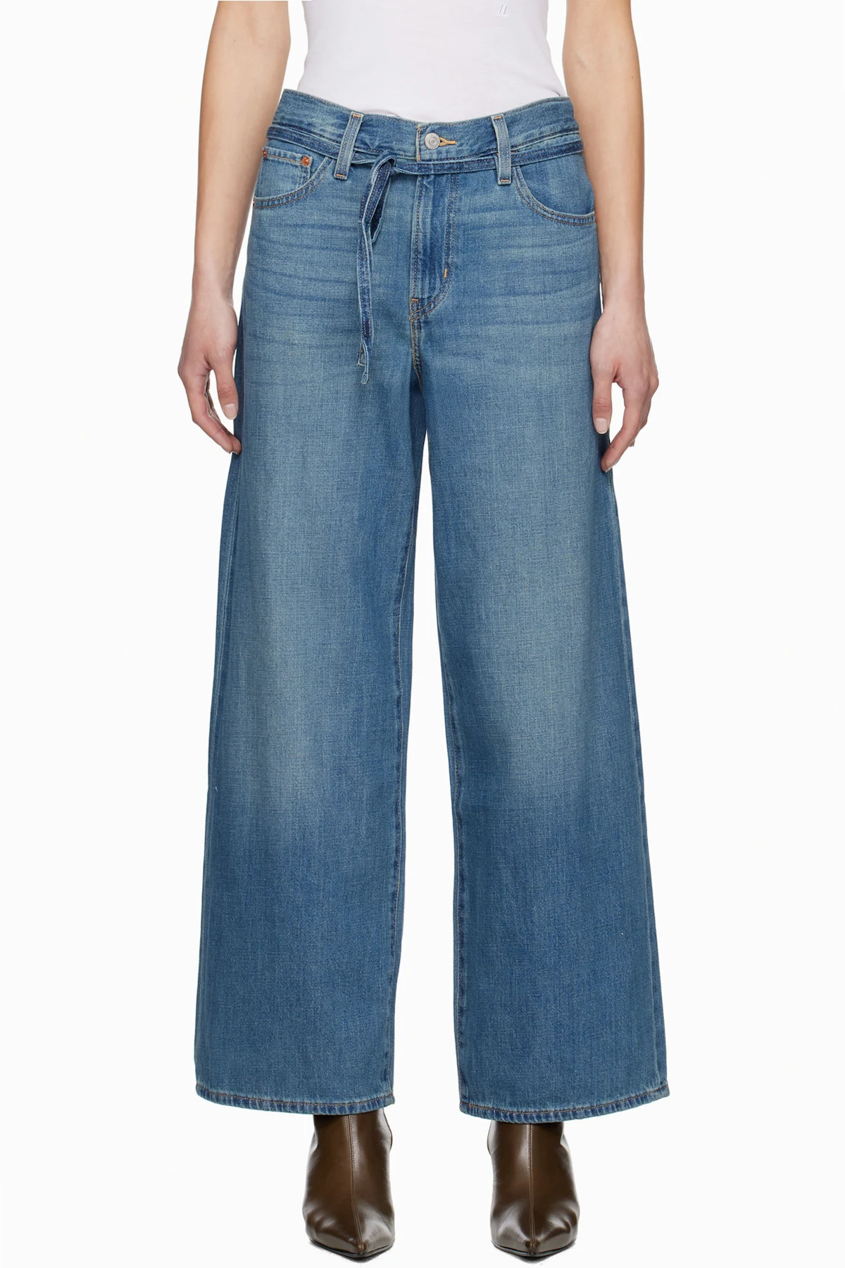 Blue XL Baggy Straight Linen+ Jeans