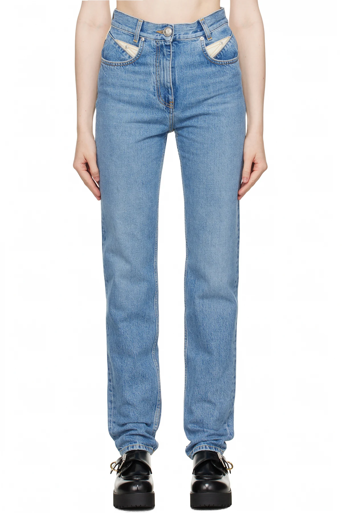 Blue Slim Fit Yoke Jeans