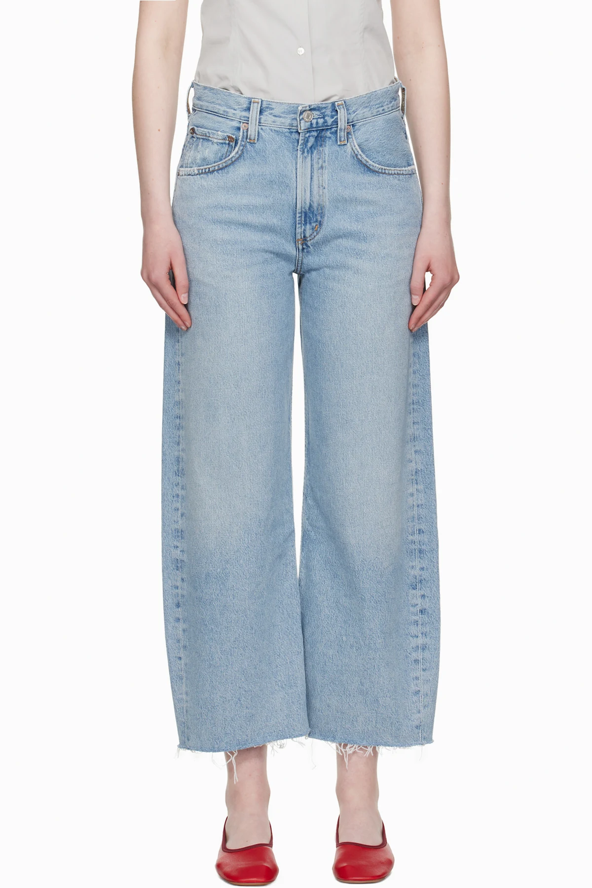 Blue Low Curve Fray Jeans